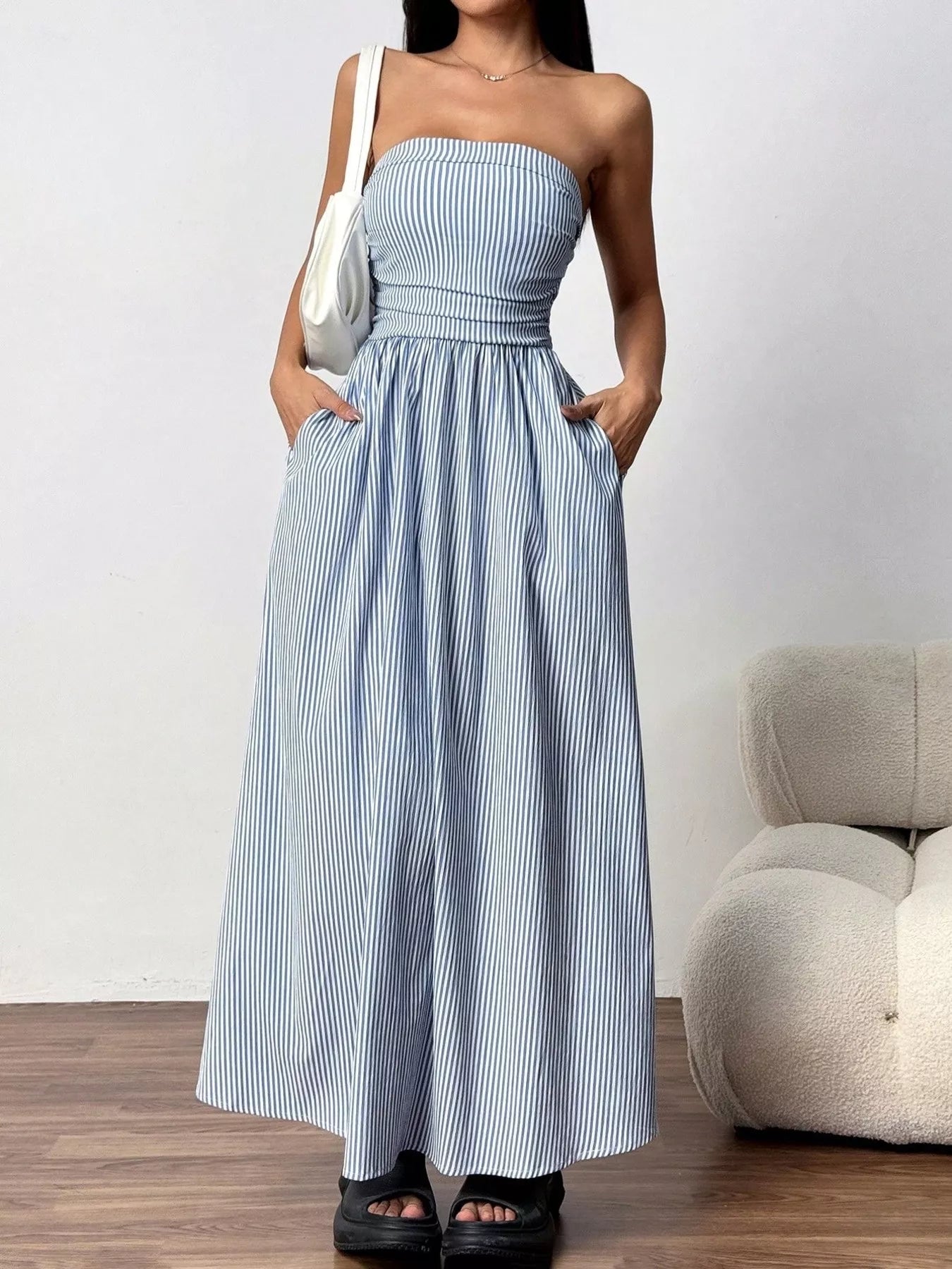 Striped Strapless Casual Maxi Dress – Simply Edyn & Co