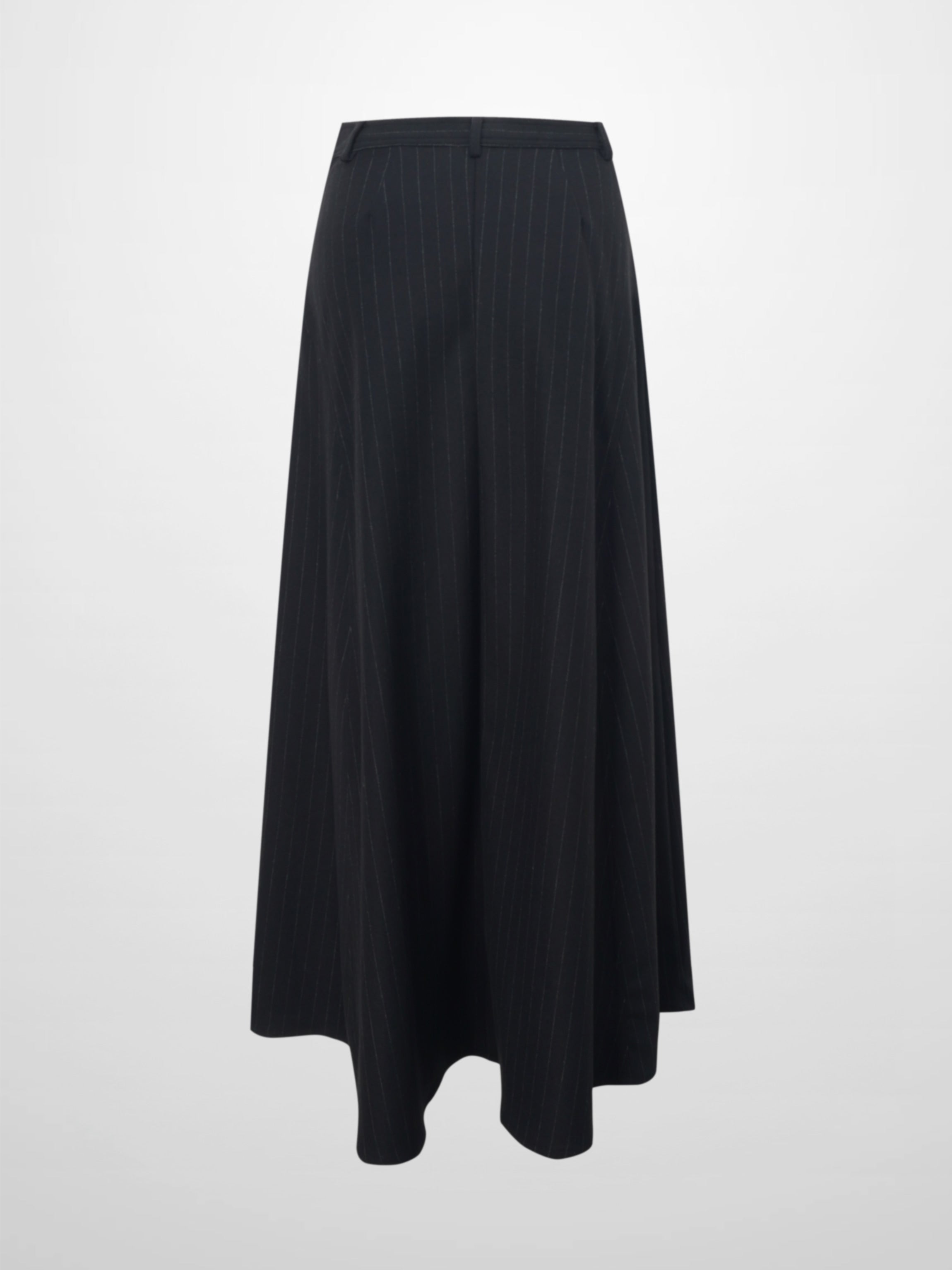Wool Blend Yoke Skirt 37"-Black Pinstripe-2
