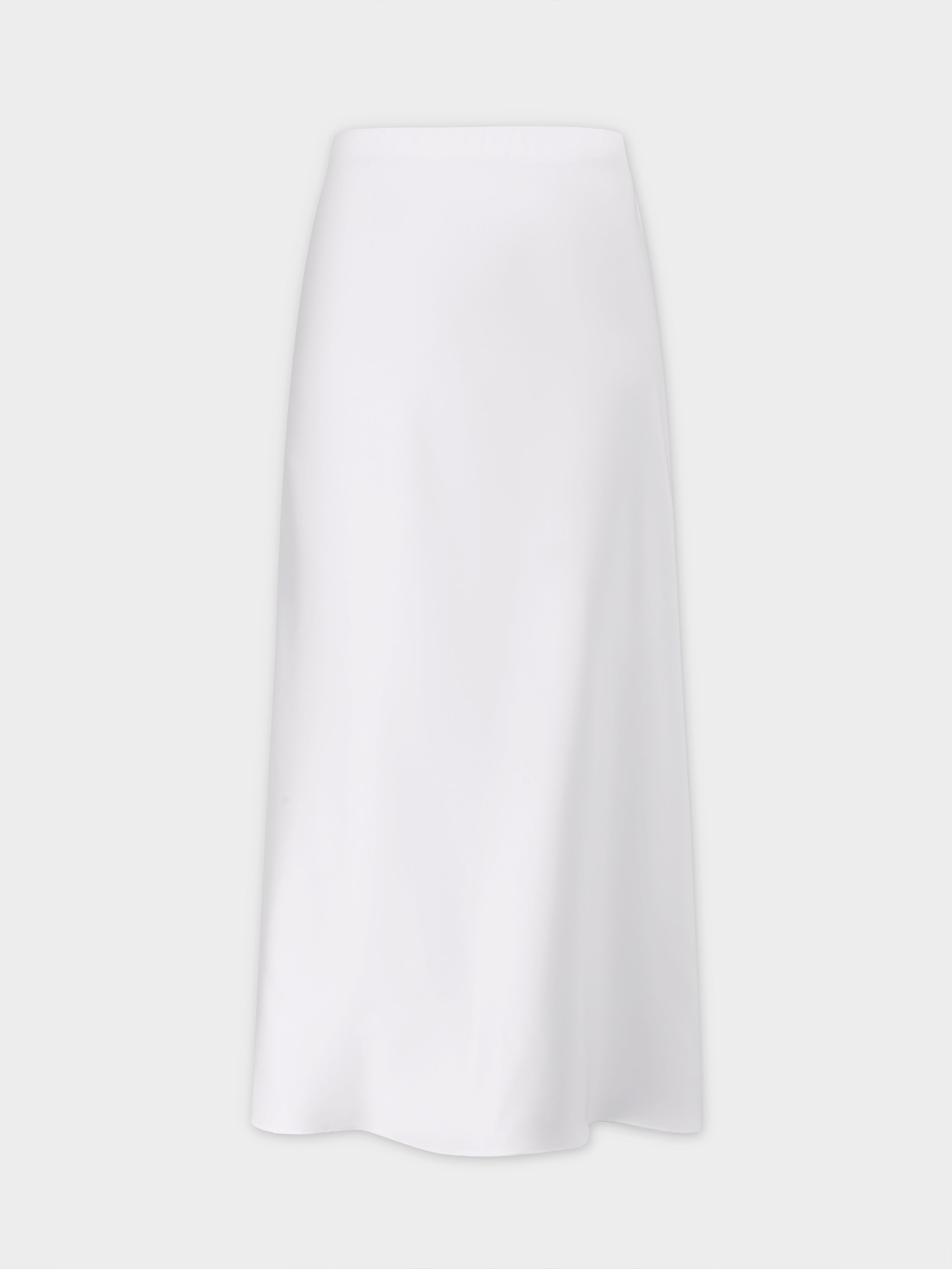 Solid Satin Slip Skirt-White-0