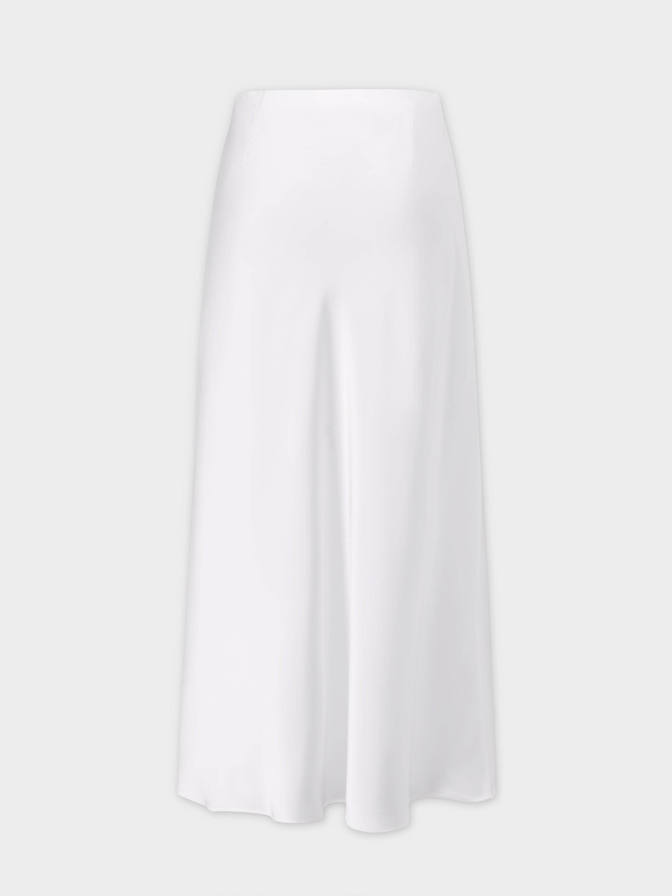 Solid Satin Slip Skirt-White-1