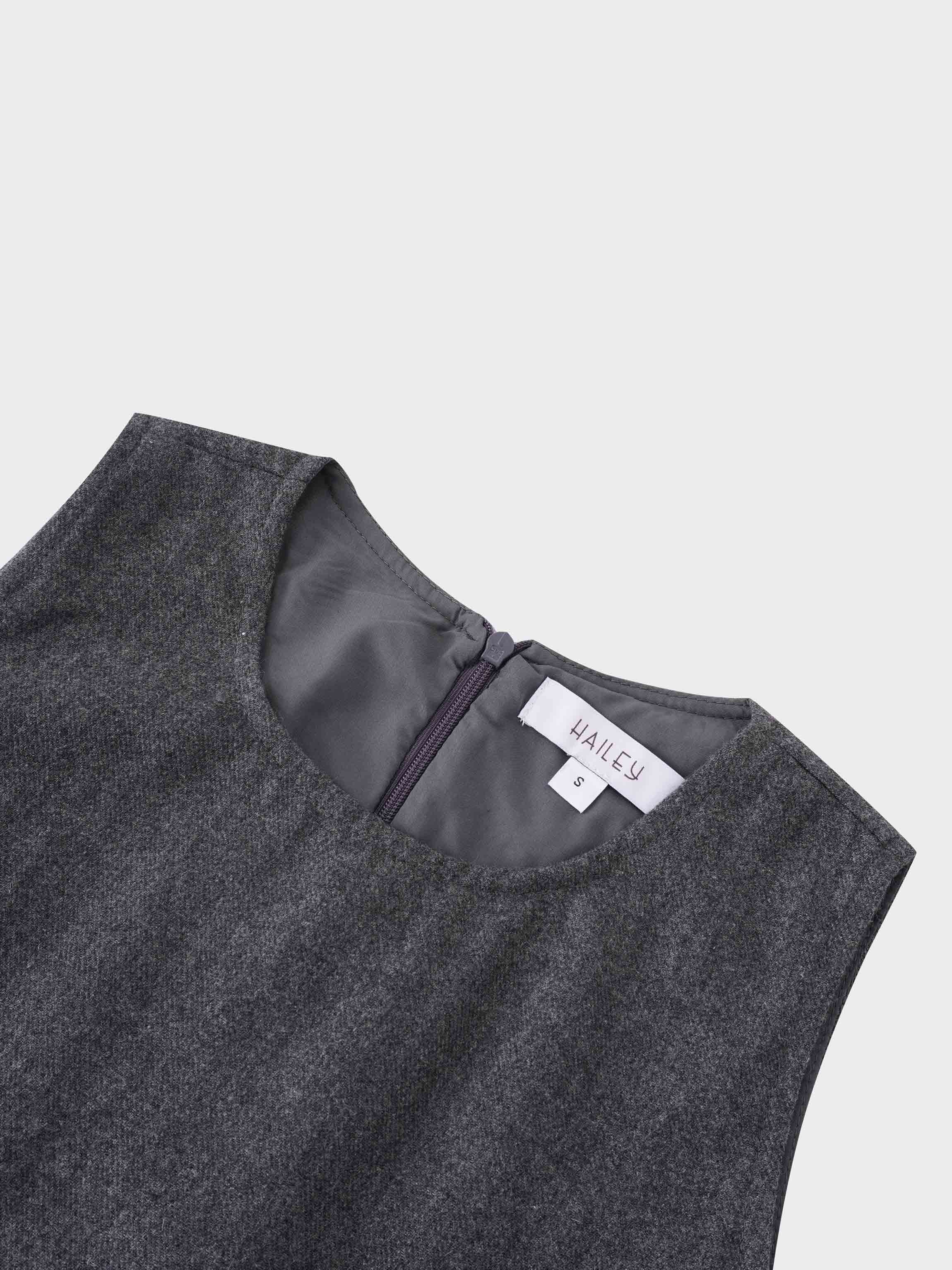 Basic Wool Blend Slip Dress-Grey-3