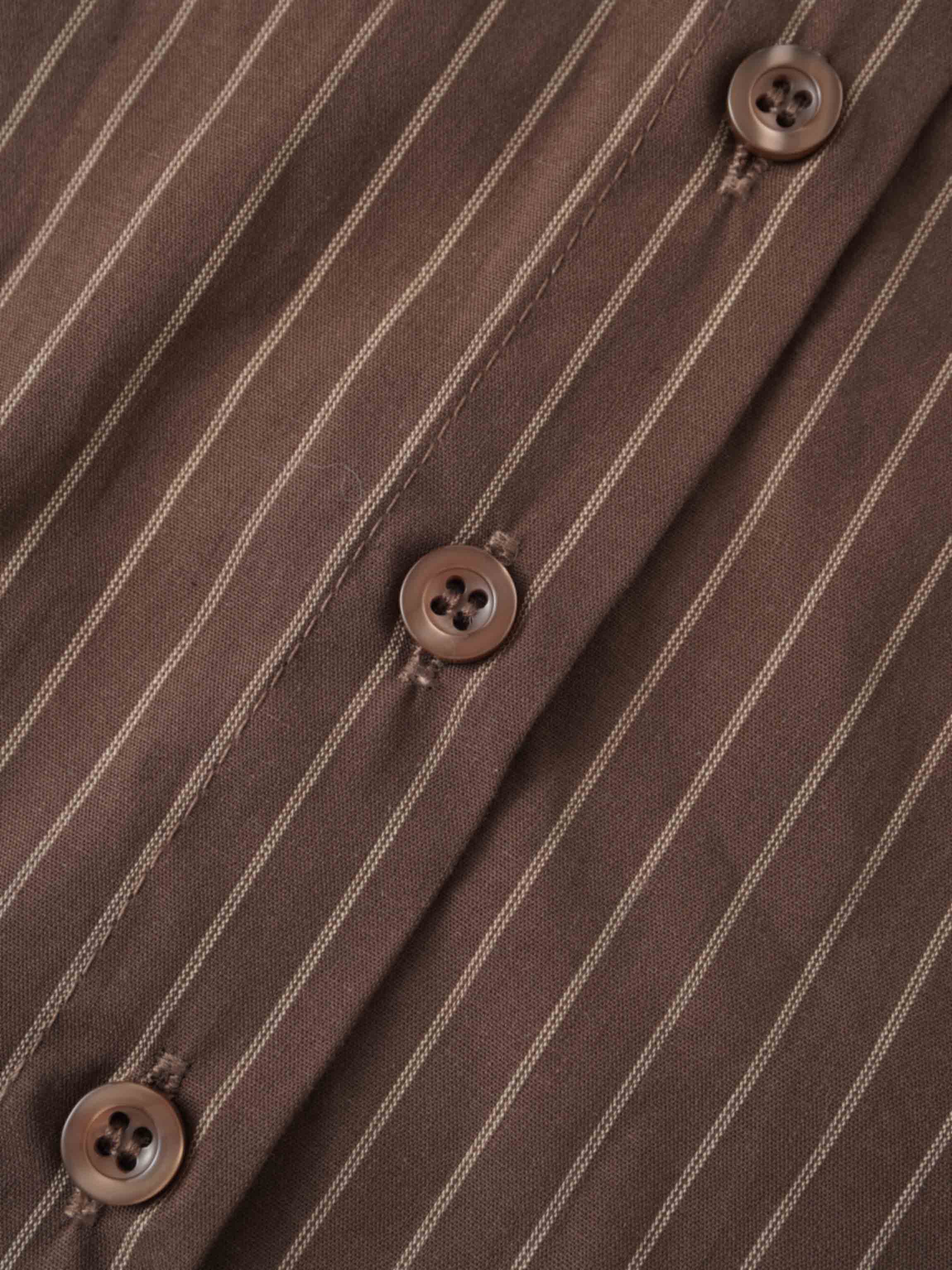 Striped Cotton Blouse-Brown Thin Stripe-4