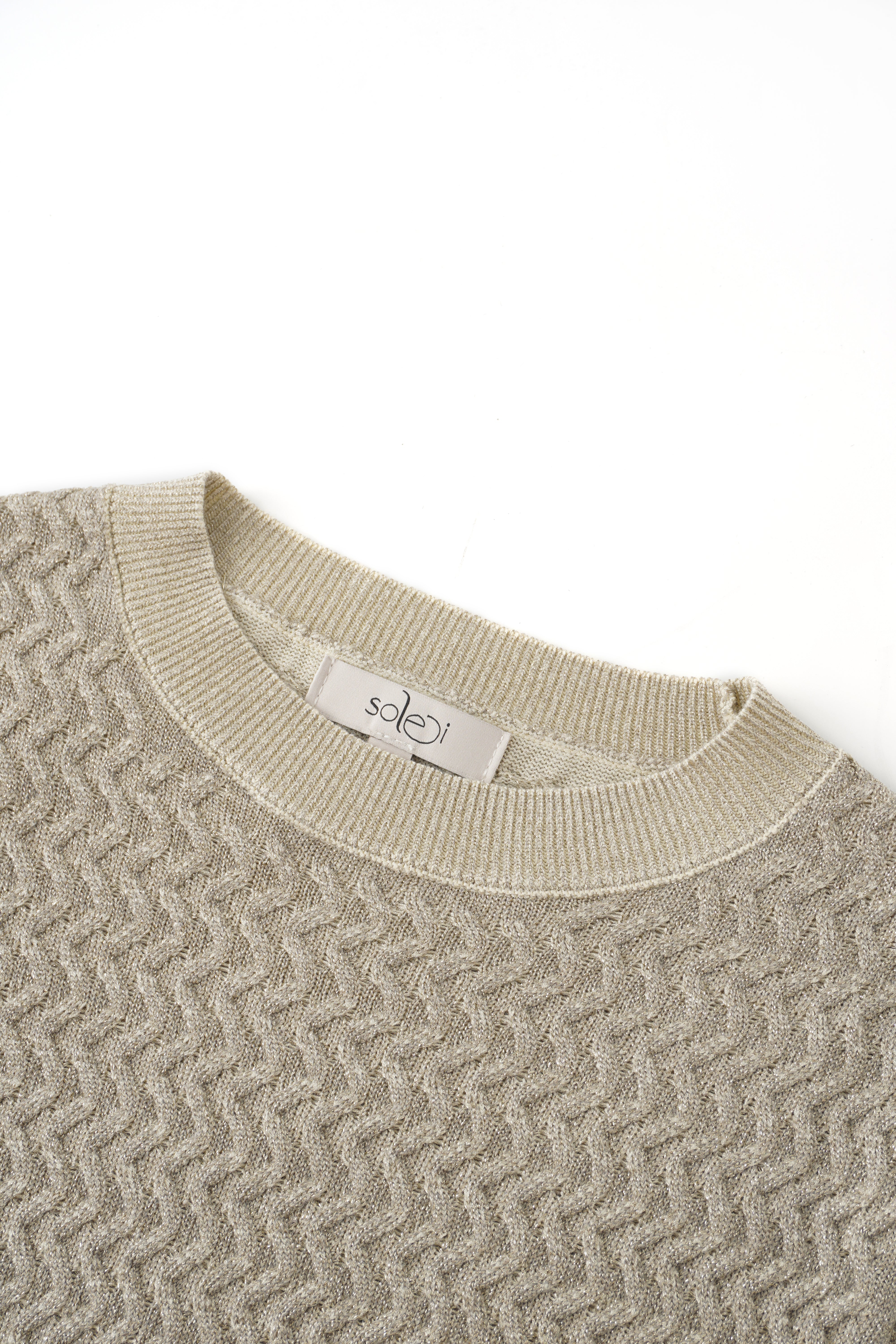 Textured Lurex Crew Sweater-Ivory-3