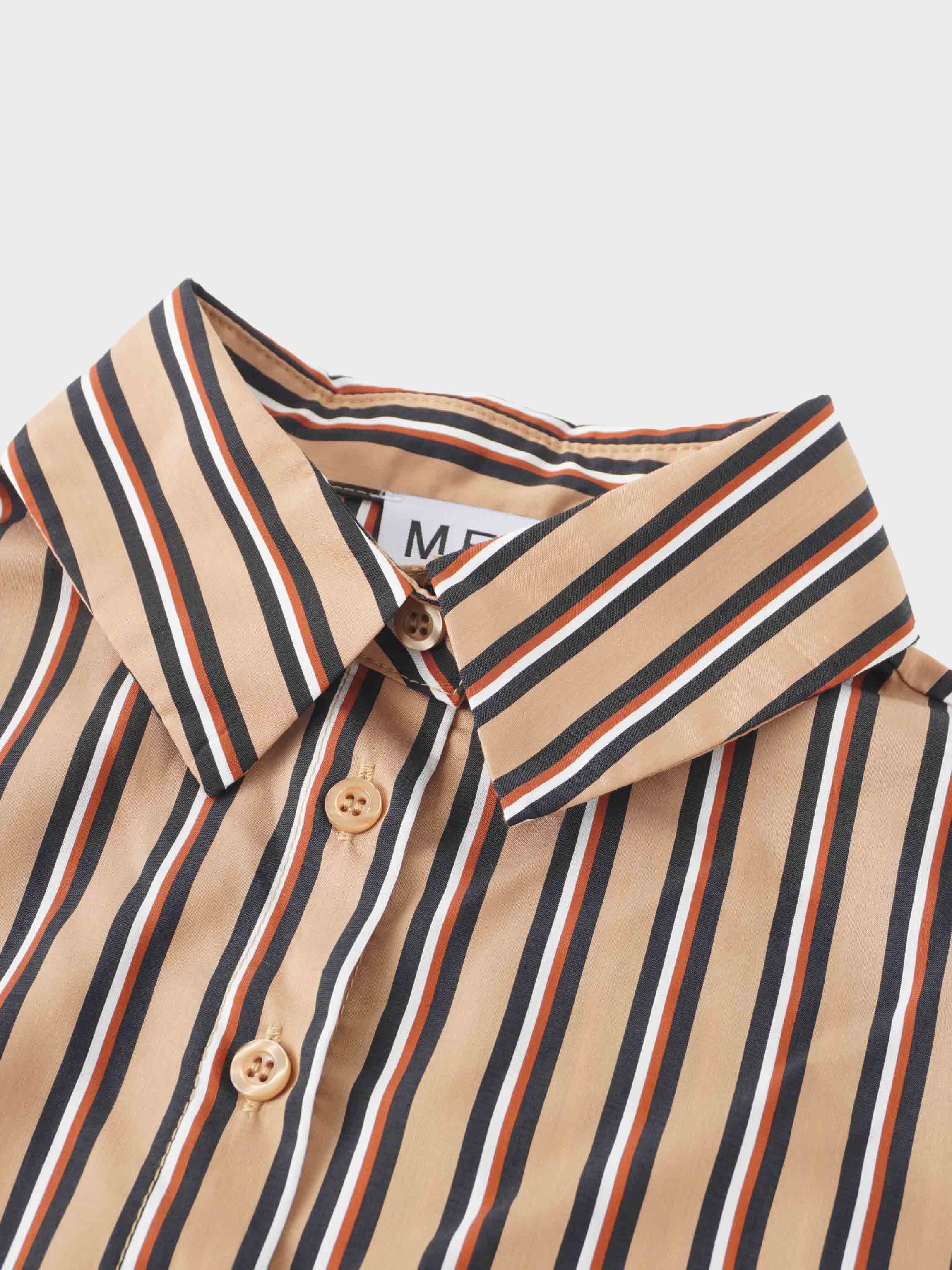 Striped Cotton Blouse-Tan Stripe-3