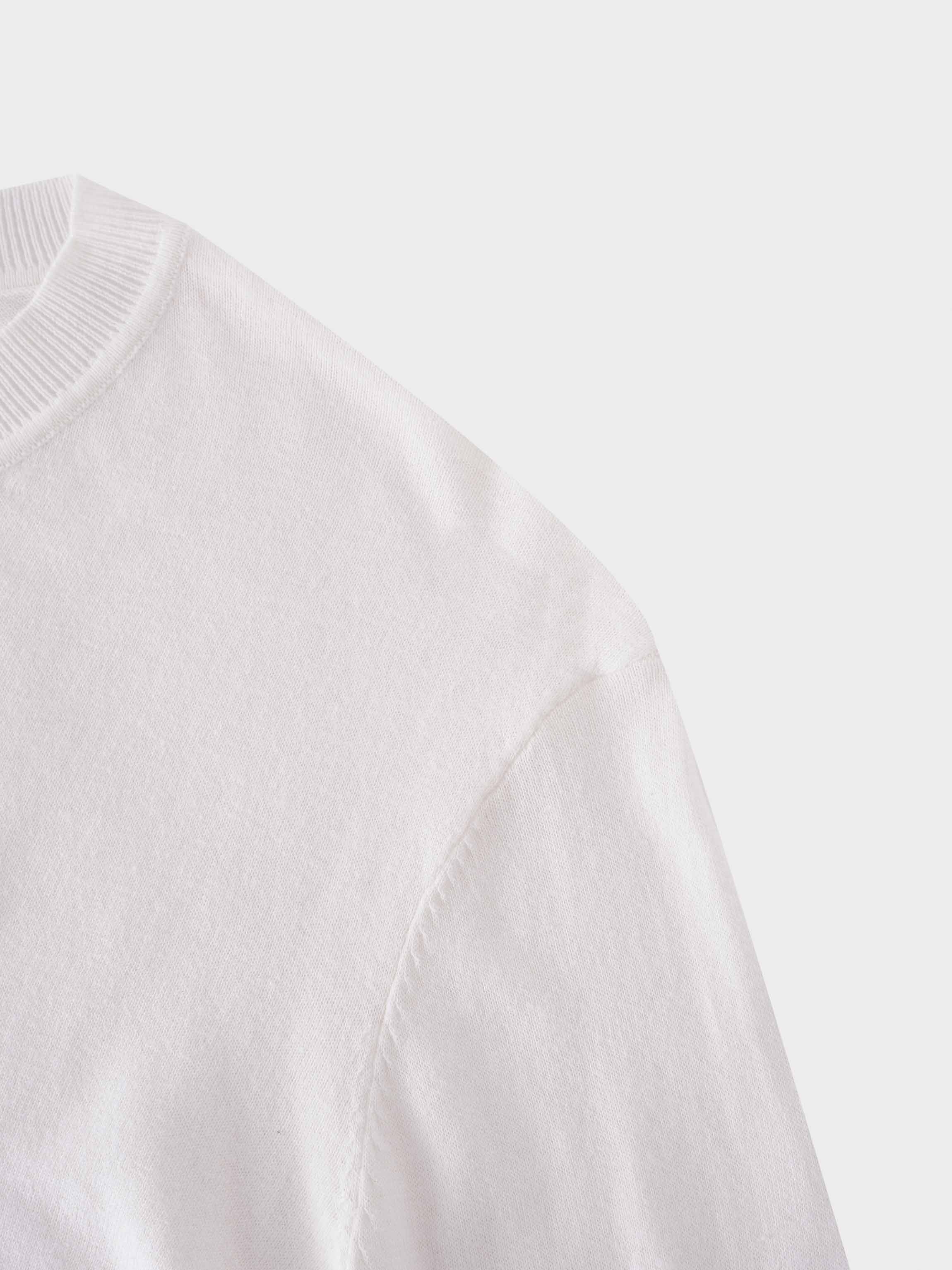 High V Lightweight Sweater-White-4