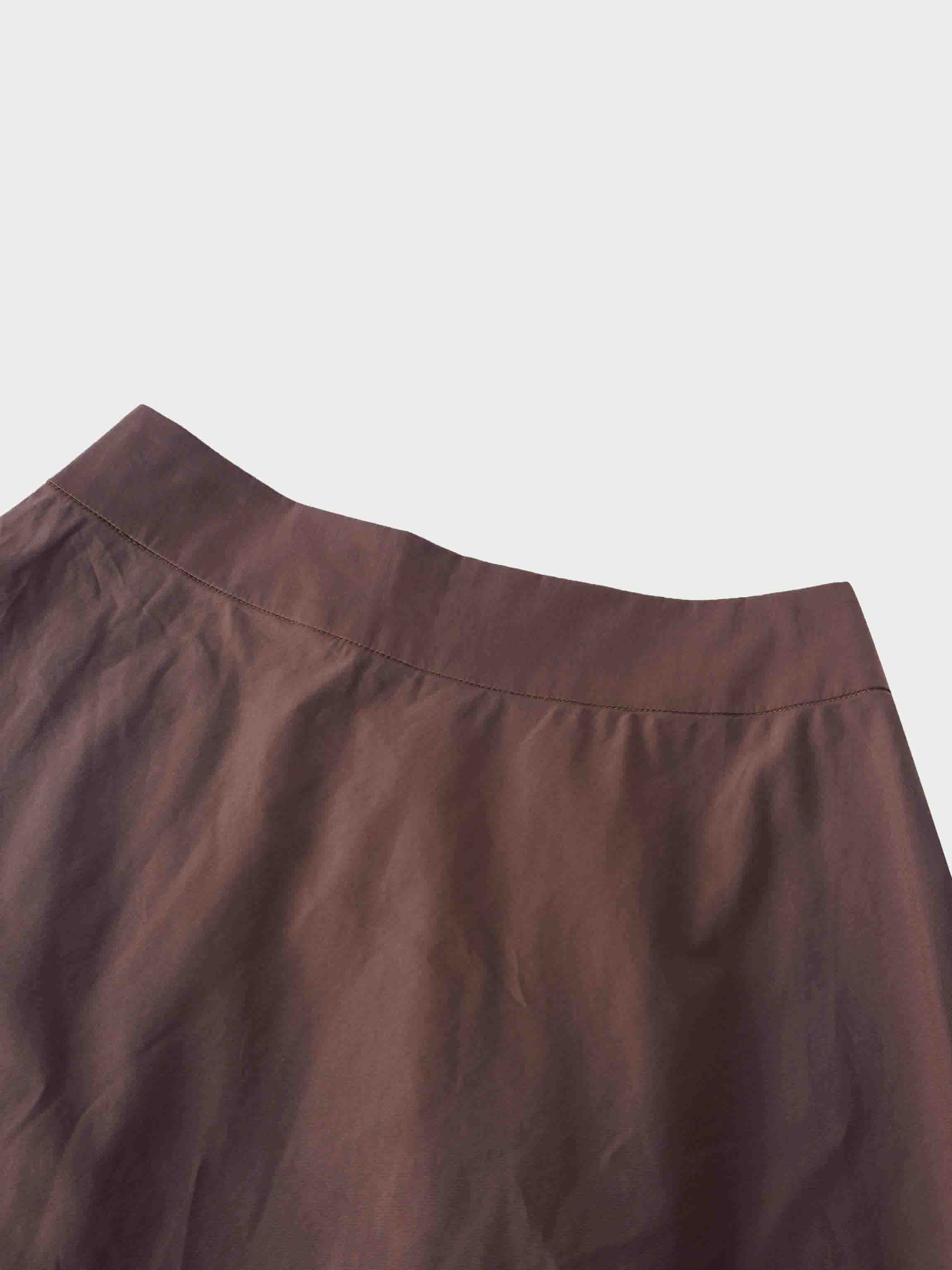 Elastic Back Maxi Cotton Blend Skirt-Chocolate Brown-3