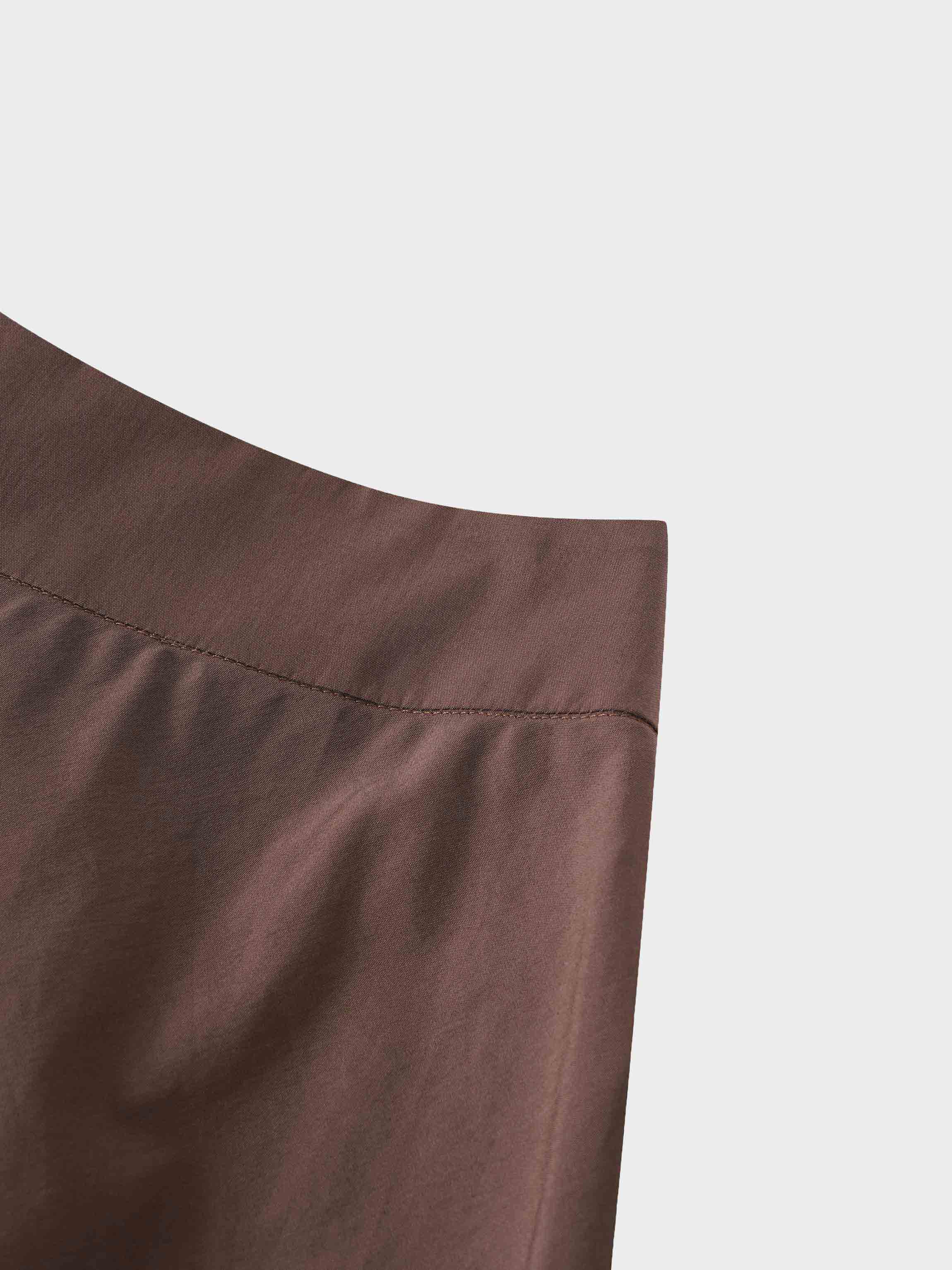 Elastic Back Maxi Cotton Blend Skirt-Chocolate Brown-4
