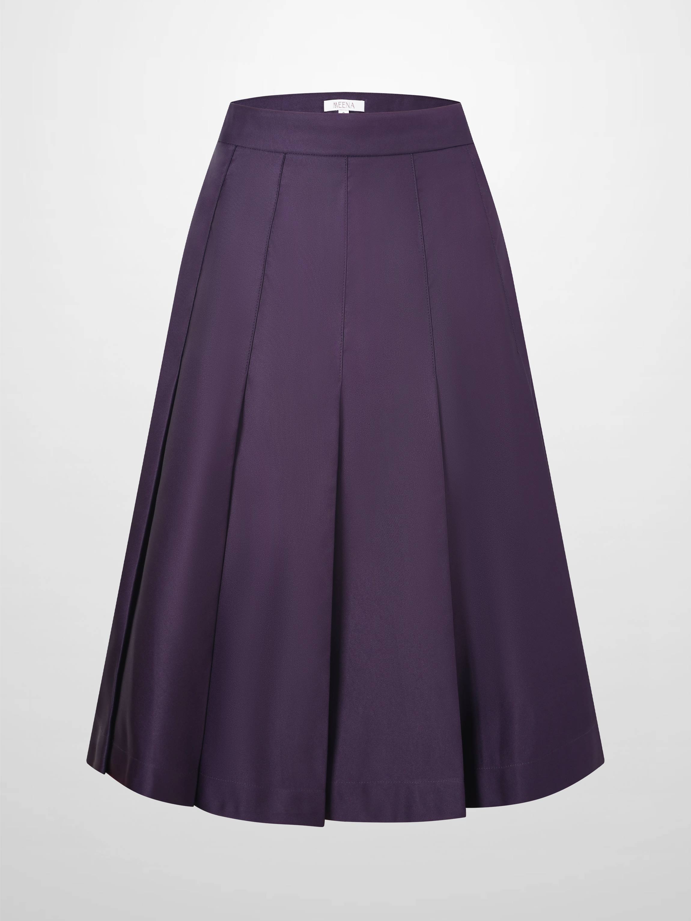 Lux Satin Pleated Skirt 26"-Wine-2