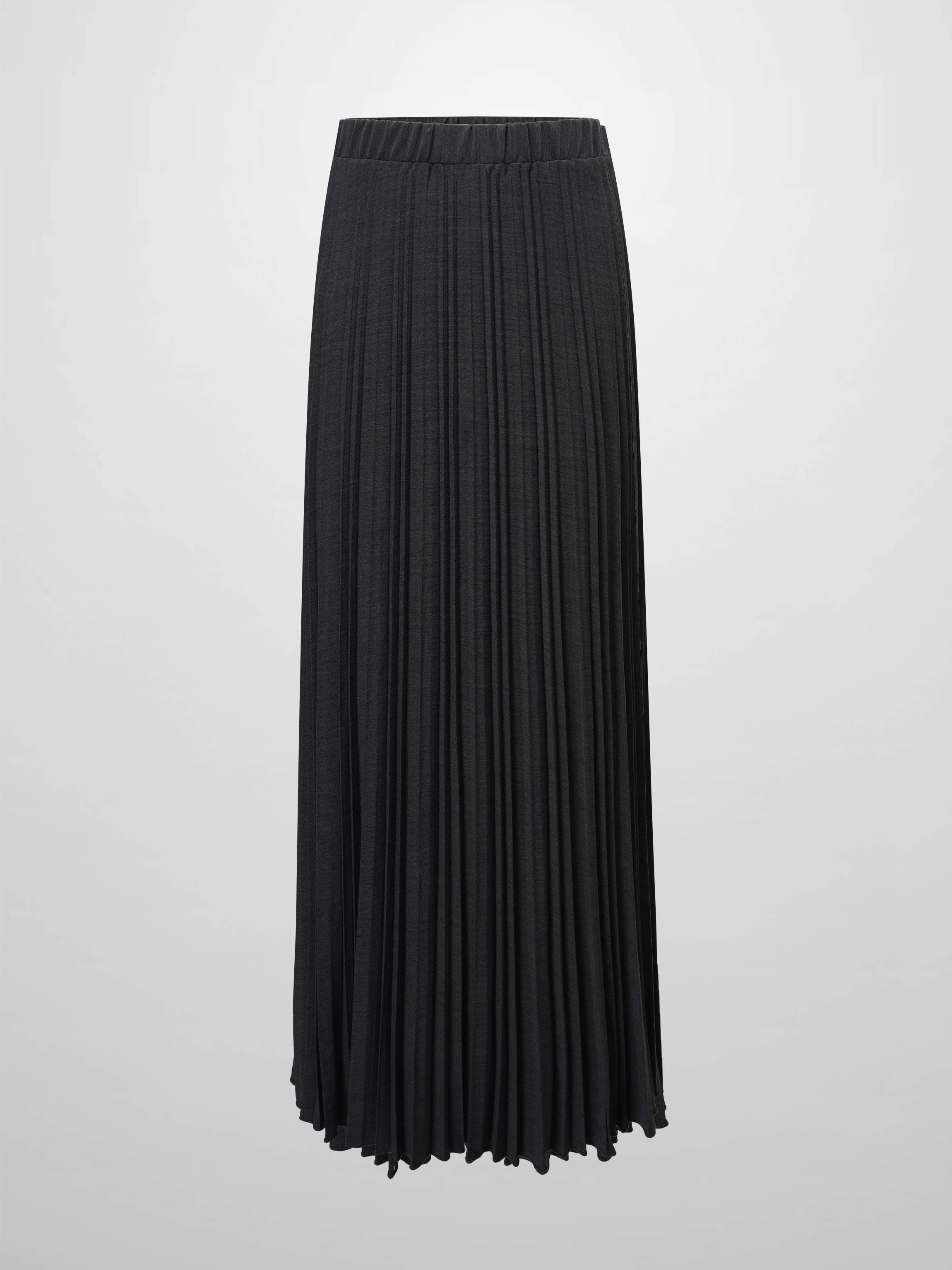 Mix Pleat Skirt-Denim Grey-0