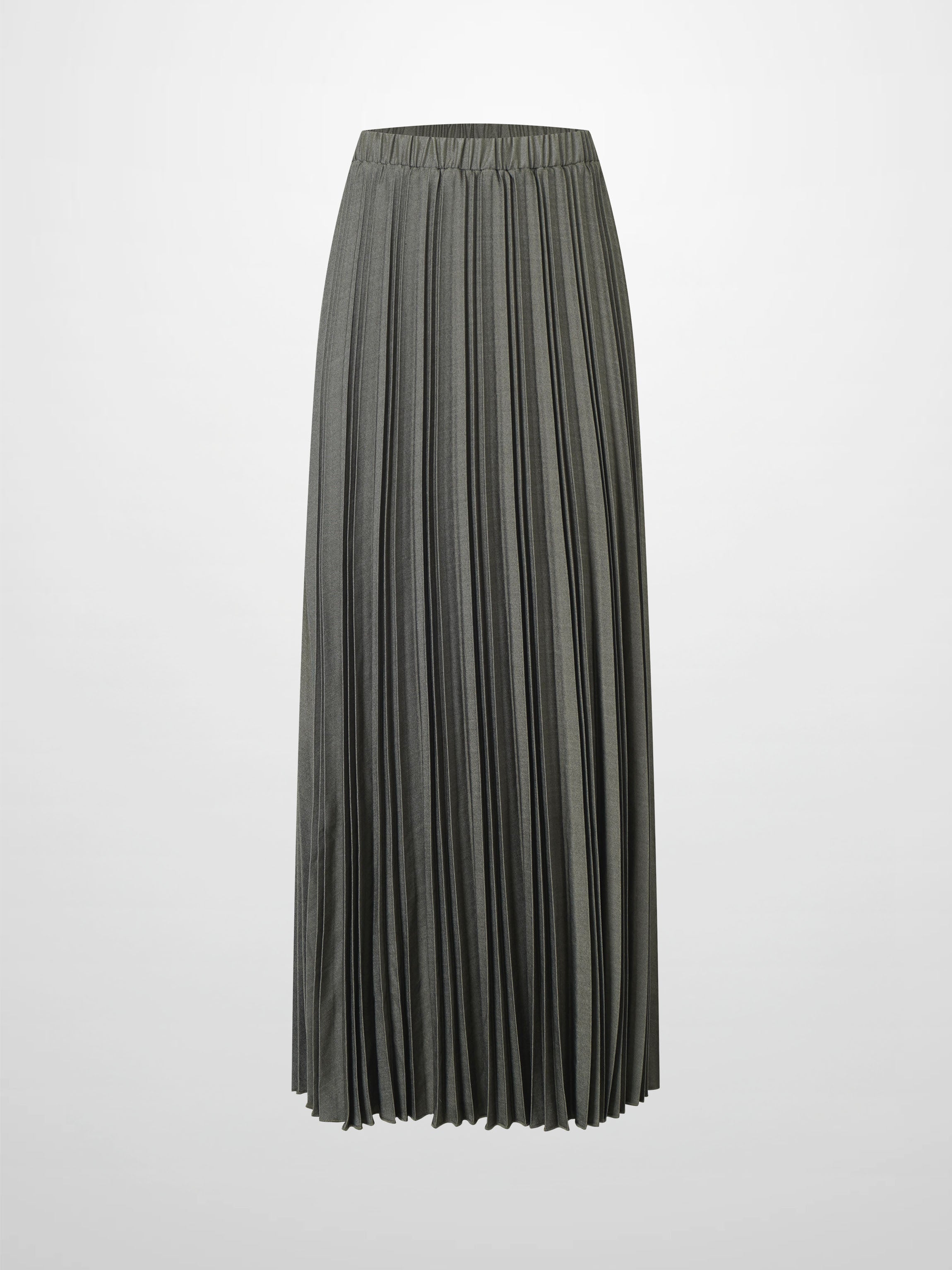 Thin Pleated Skirt-Olive-0