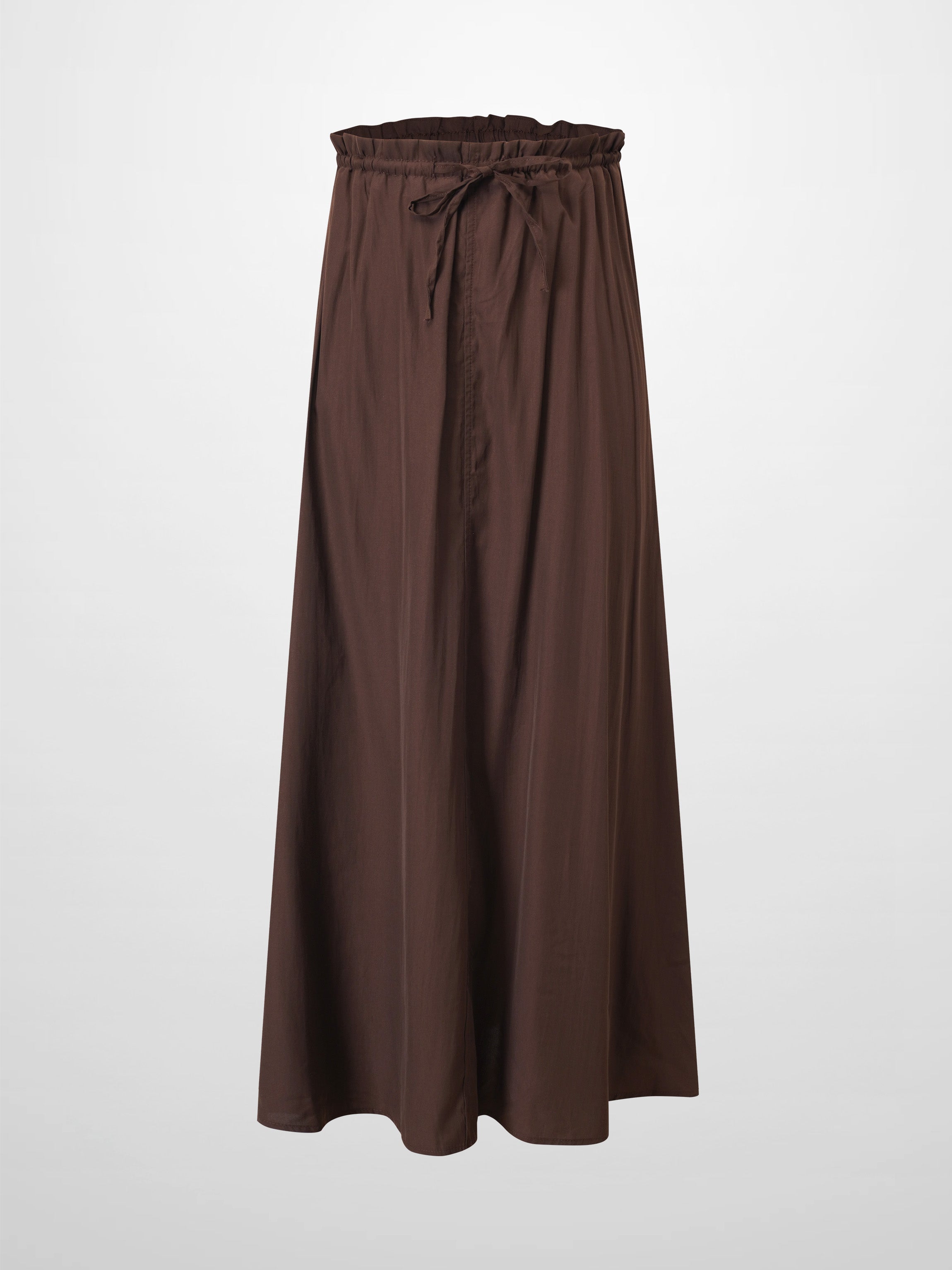 DRAWSTRING RUFFLE SKIRT-BROWN-0