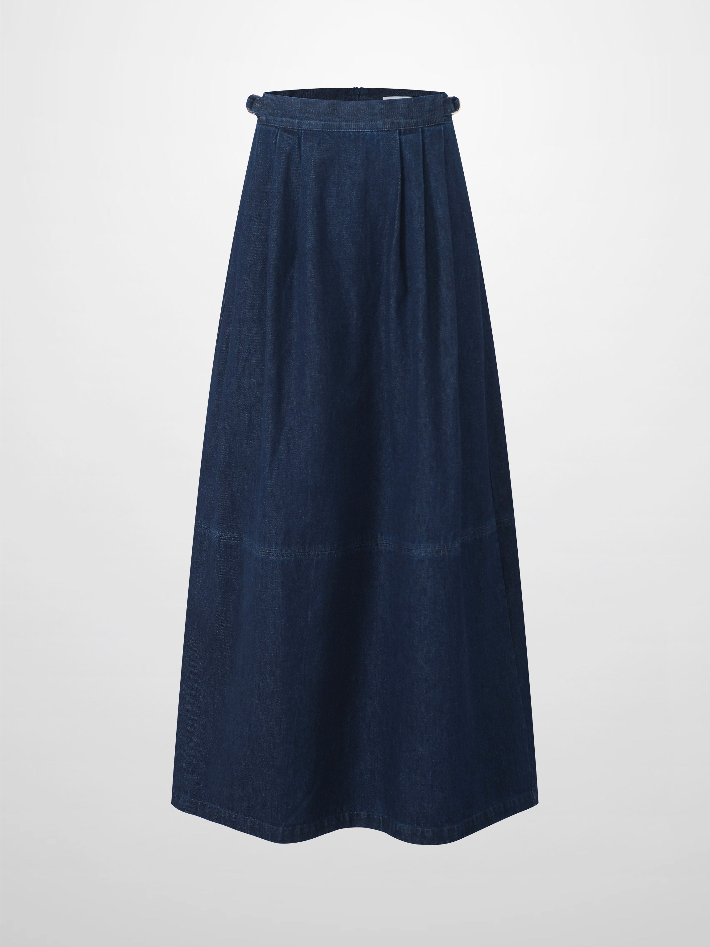 Side Buckle Denim Skirt-Blue-1
