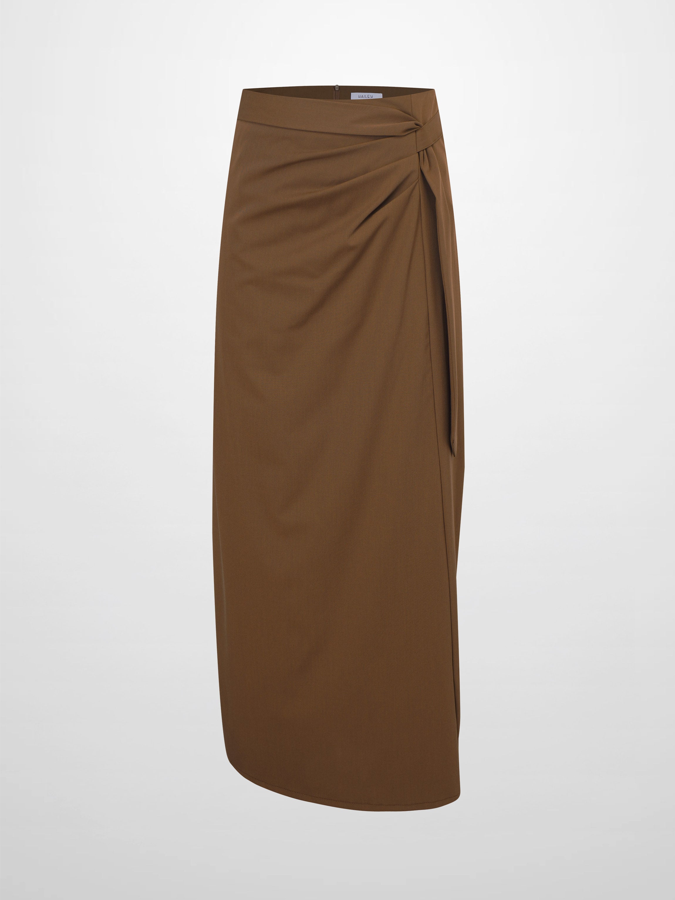 Side Loop Straight Maxi Skirt-Brown-1