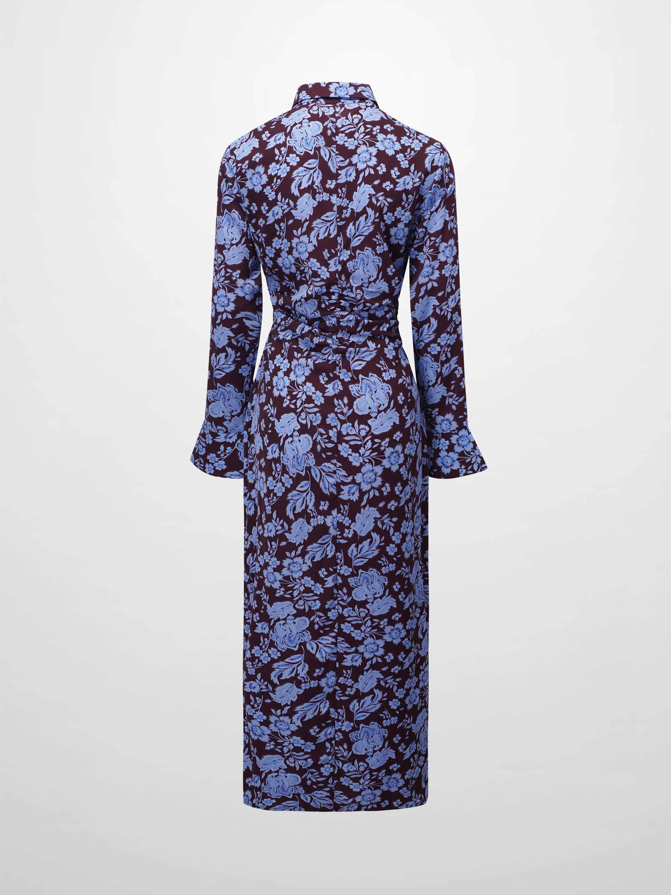 Front Shirred Shirtdress-Lilac Floral-2