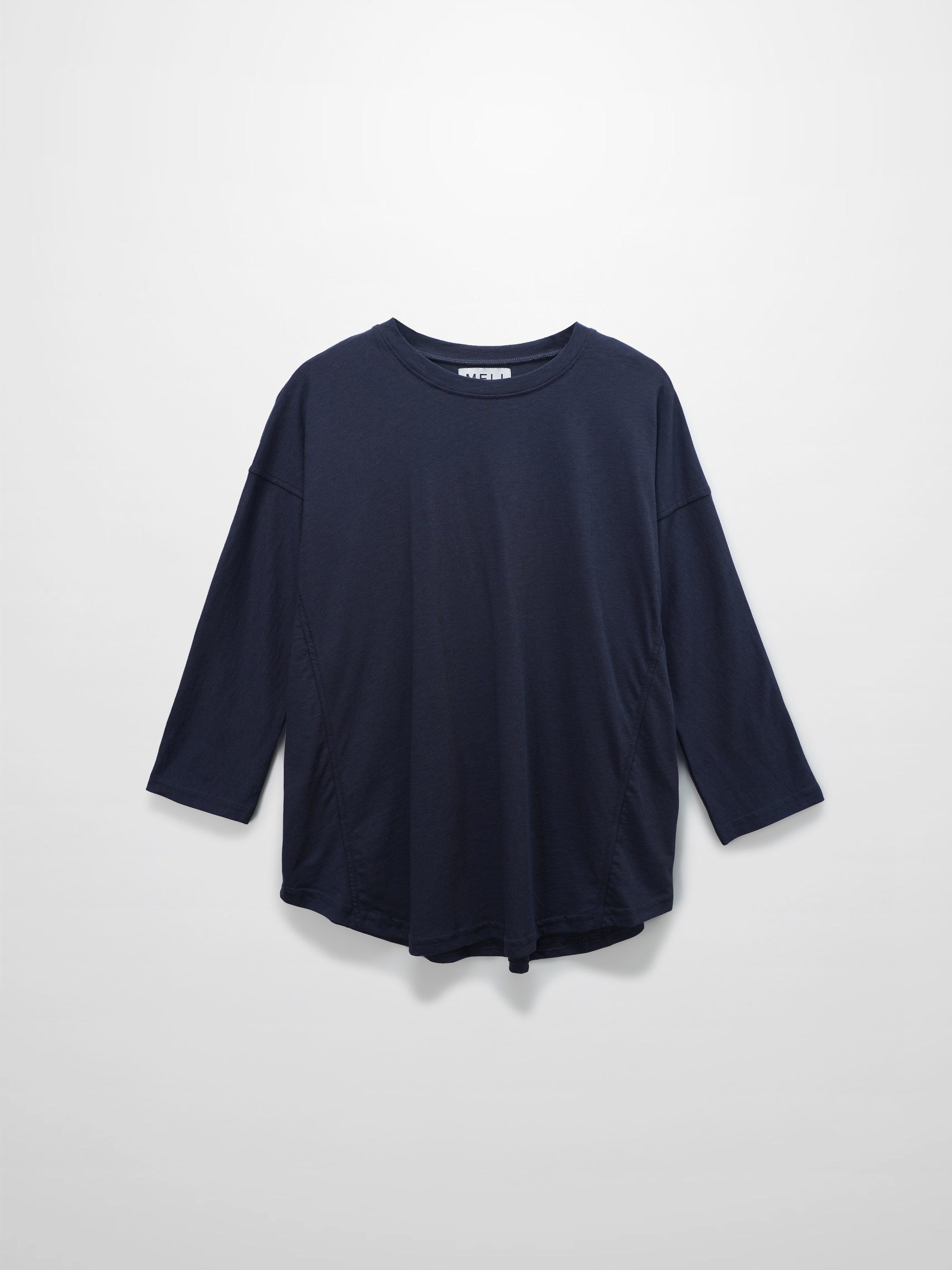 Pima Cotton Boxy Dolman Tee-Navy-1