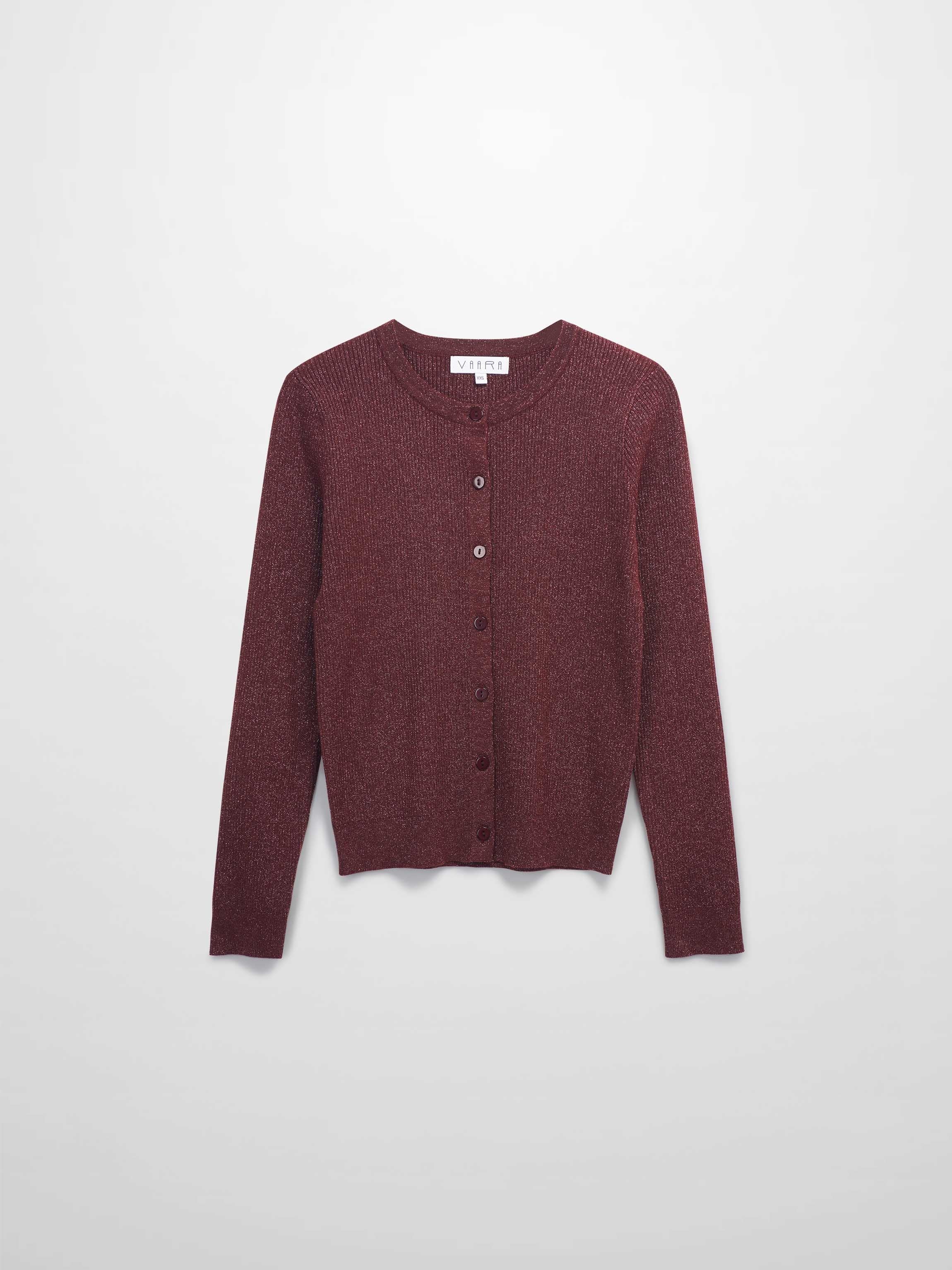 Lurex Ribbed Sweater-Heathered Burgundy-1