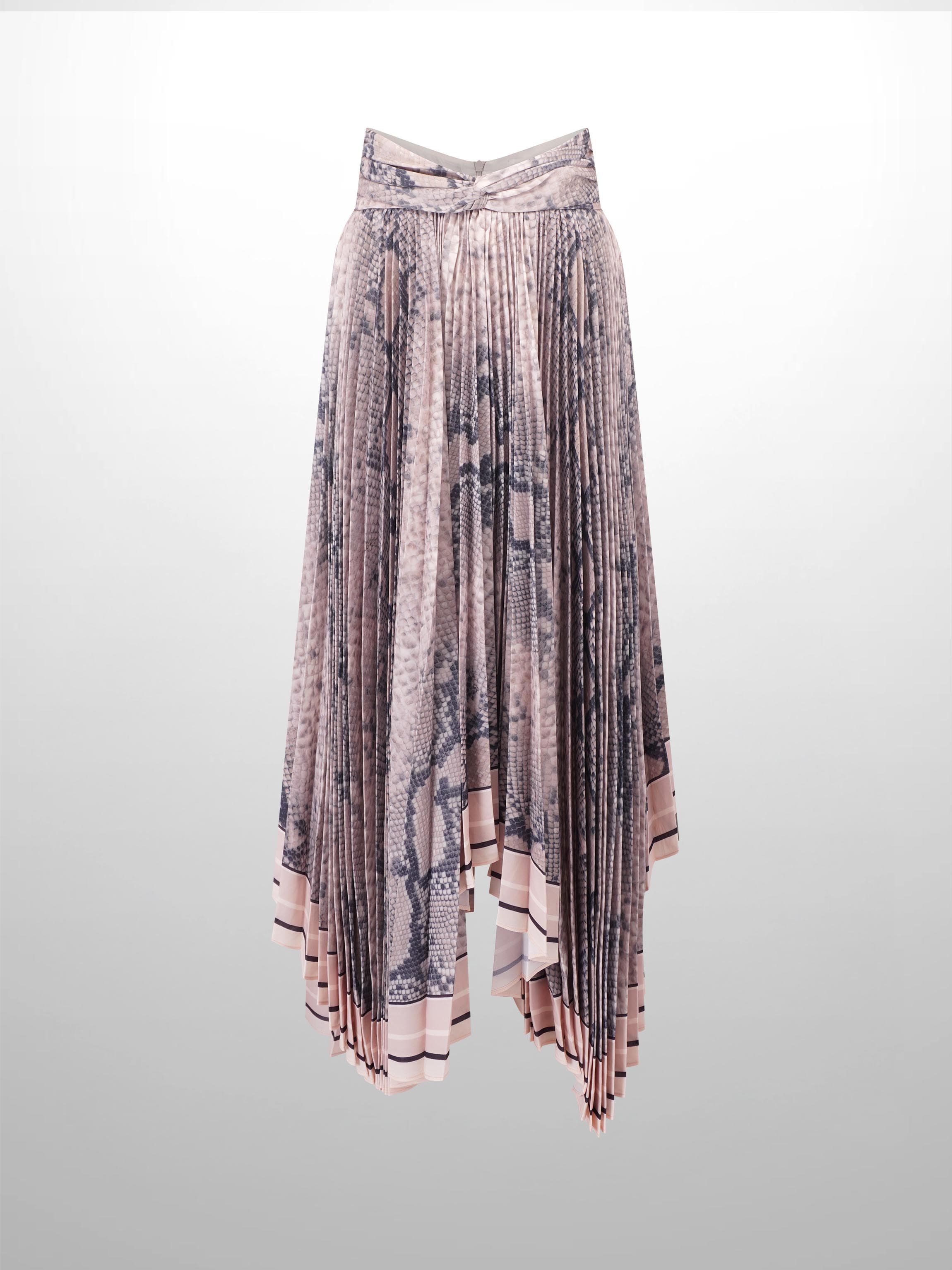 Ruched Waist Skirt- Snake Print-0