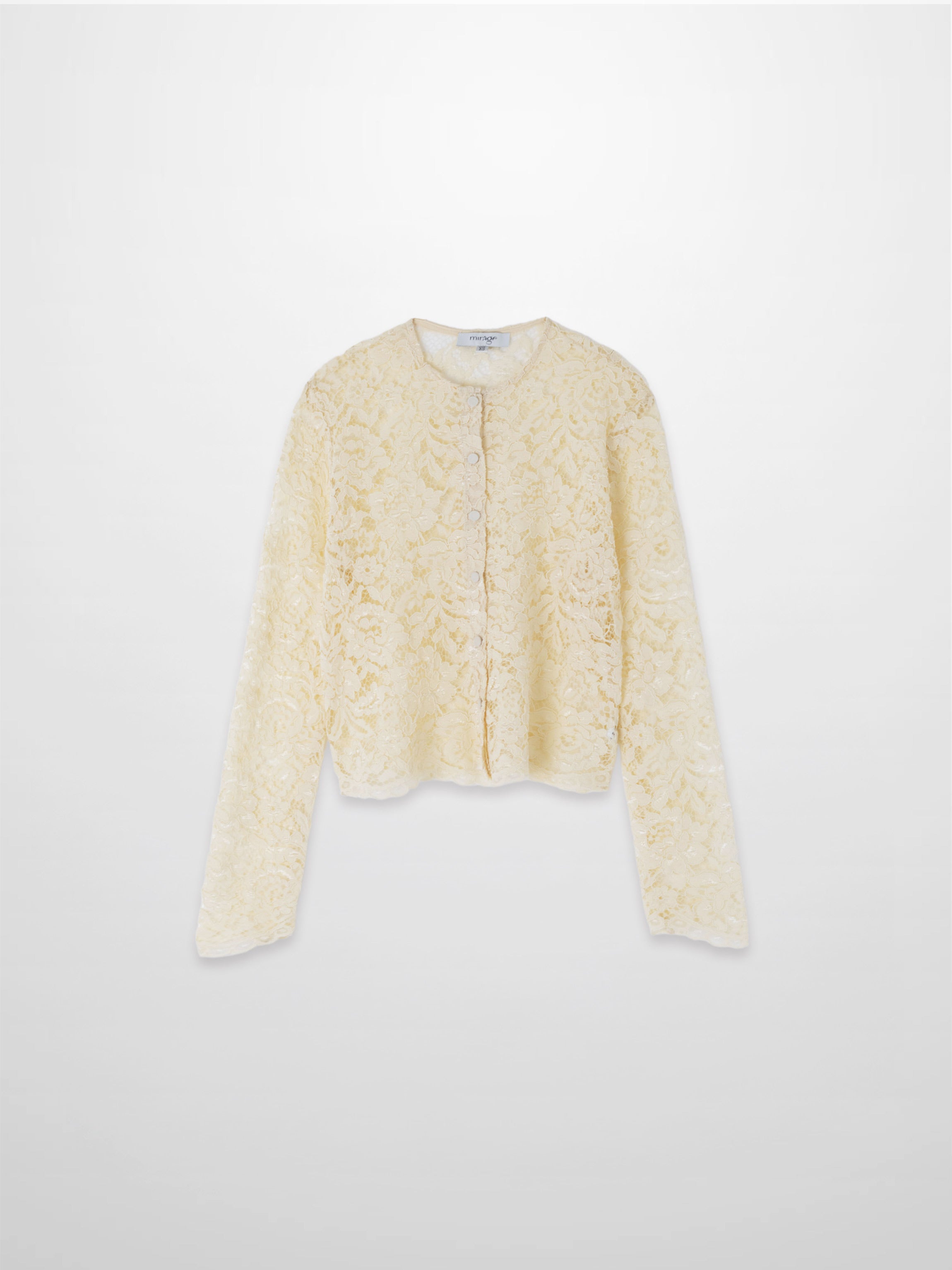 Lace Button Down Cardigan Top-Cream-0