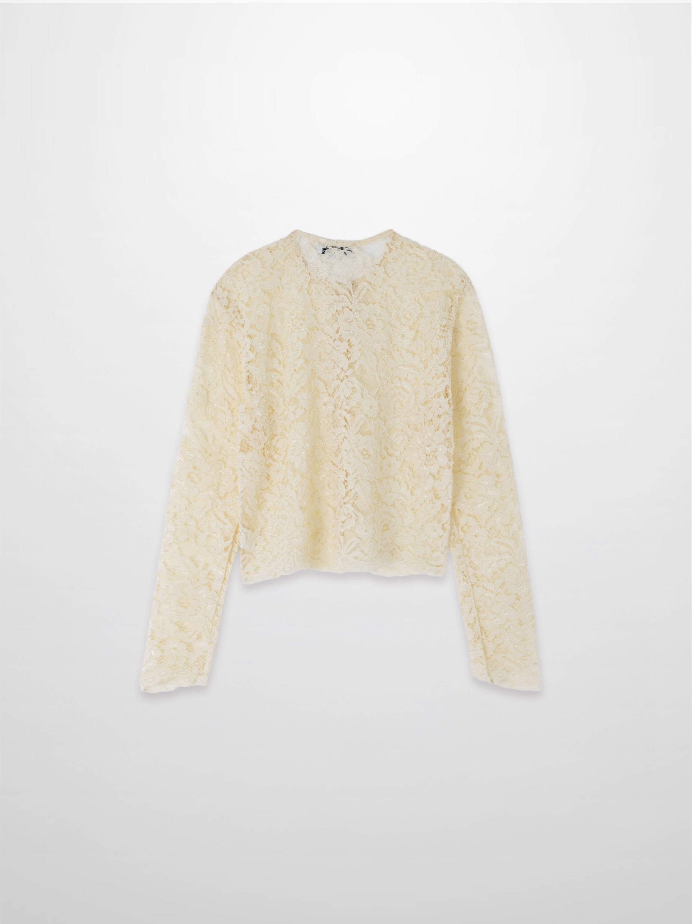 Lace Button Down Cardigan Top-Cream-1