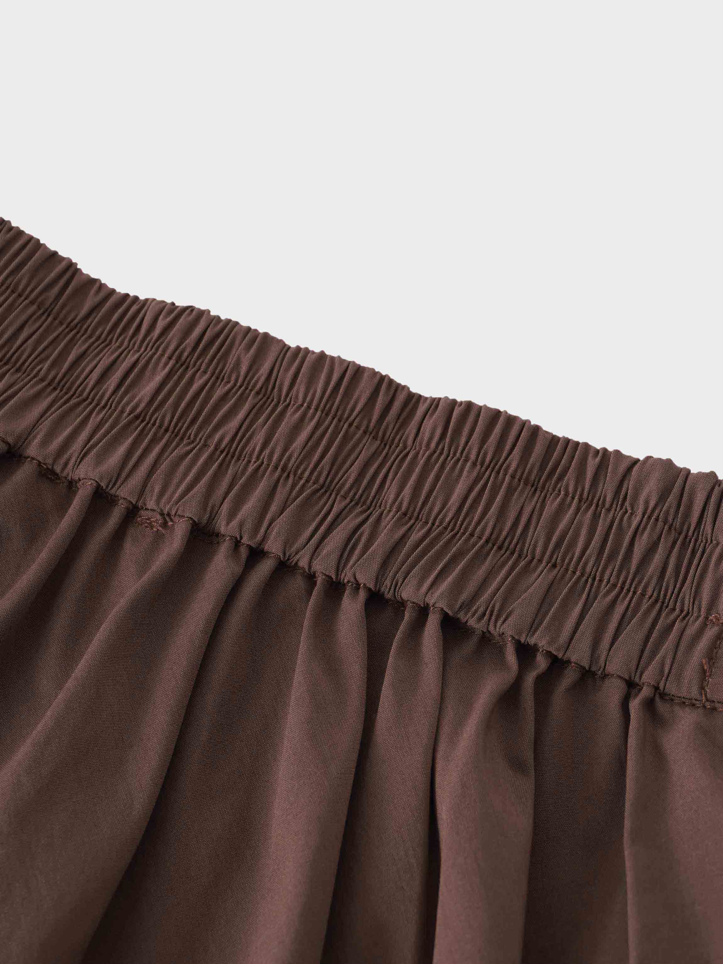 Elastic Back Maxi Cotton Blend Skirt-Chocolate Brown-2