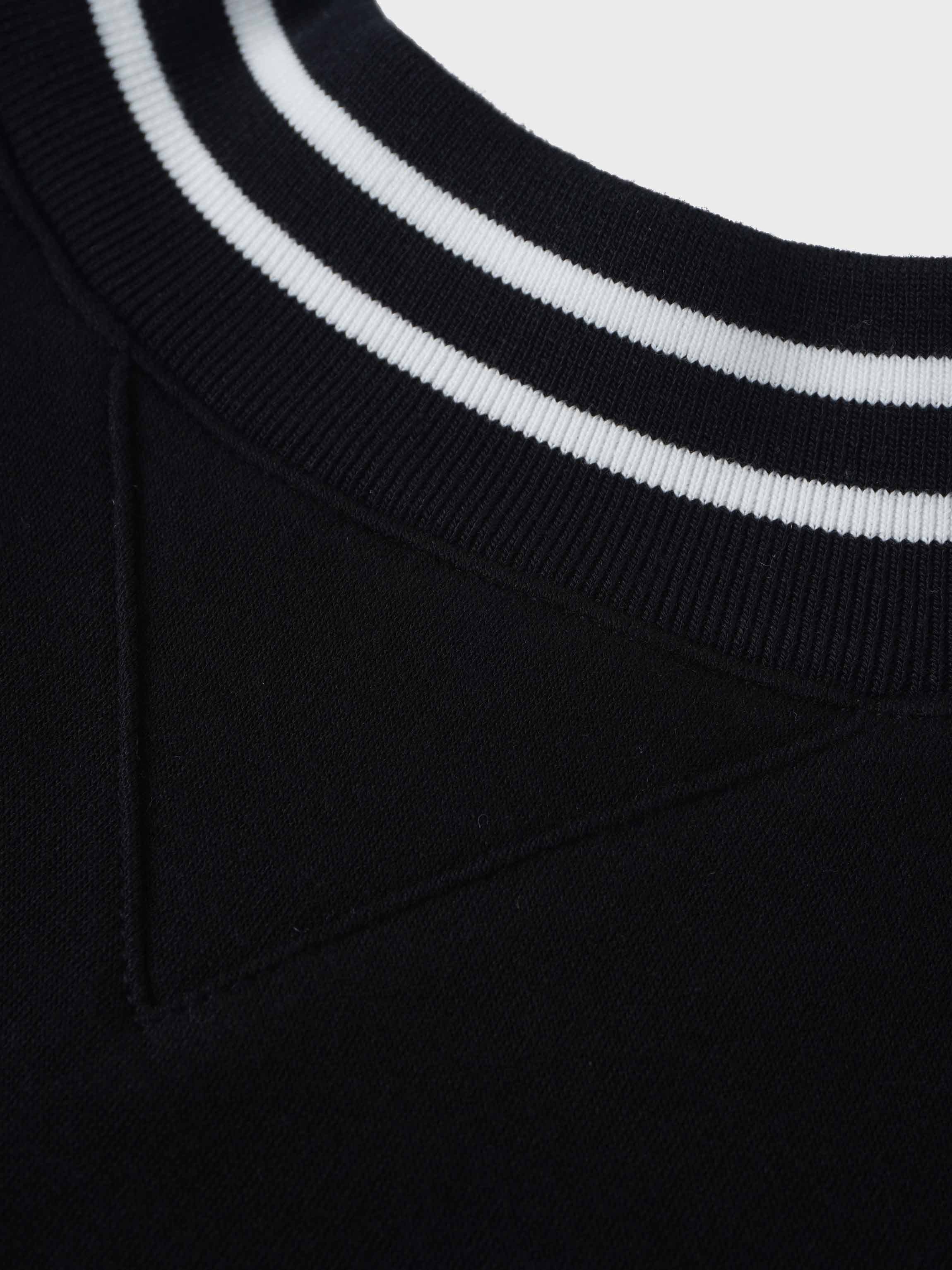 Striped High Neck Sweatshirt-Black/White-3