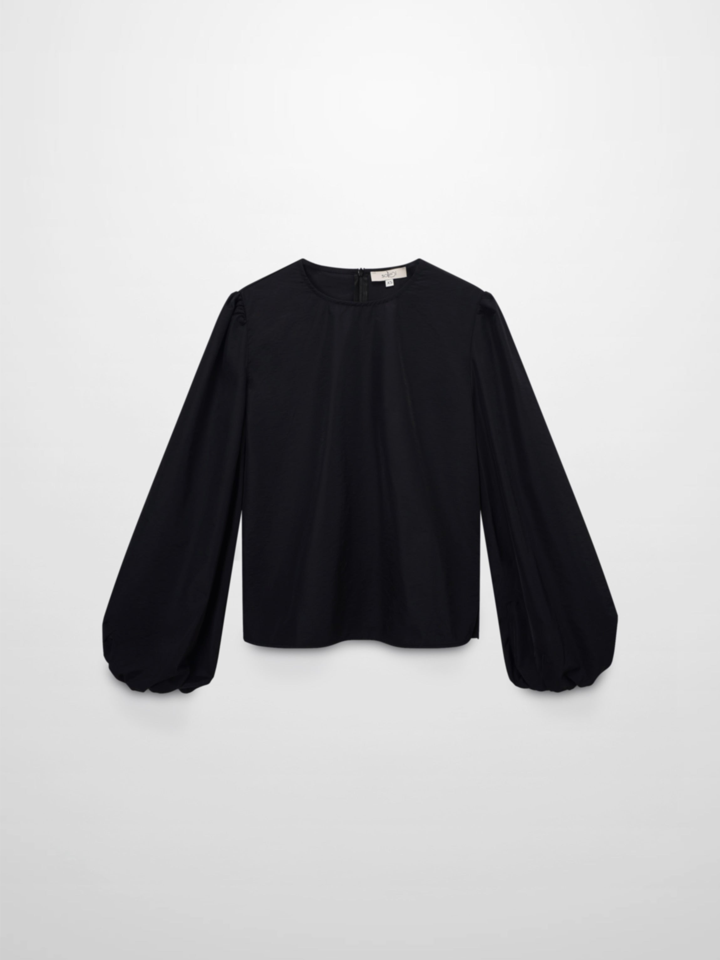 Bubble Sleeve Taffeta Top-Black-1