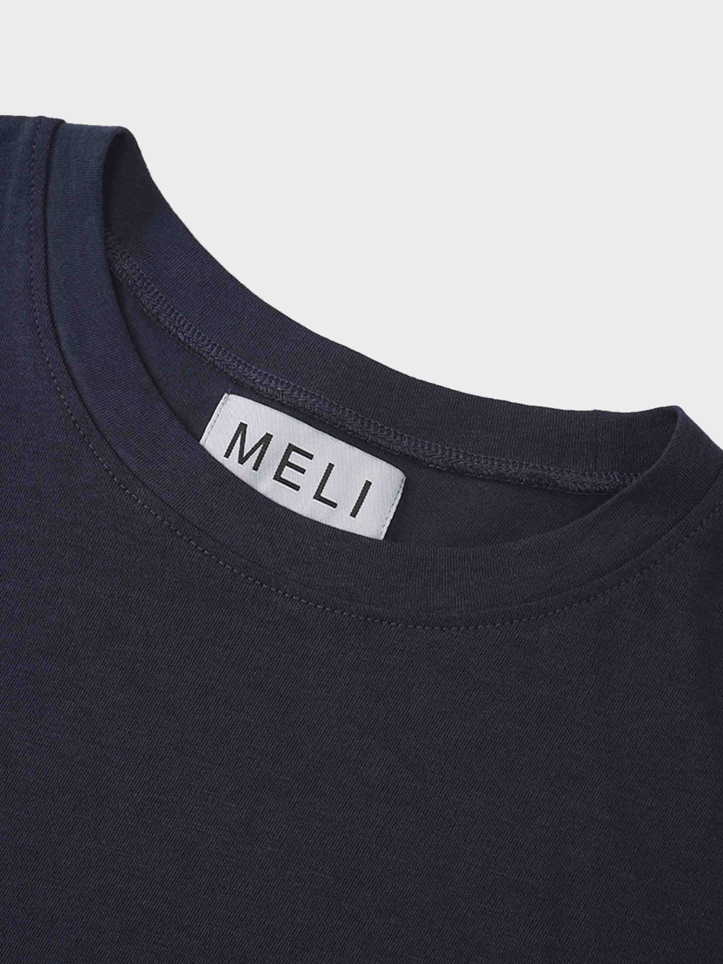 Pima Cotton Boxy Dolman Tee-Navy-4