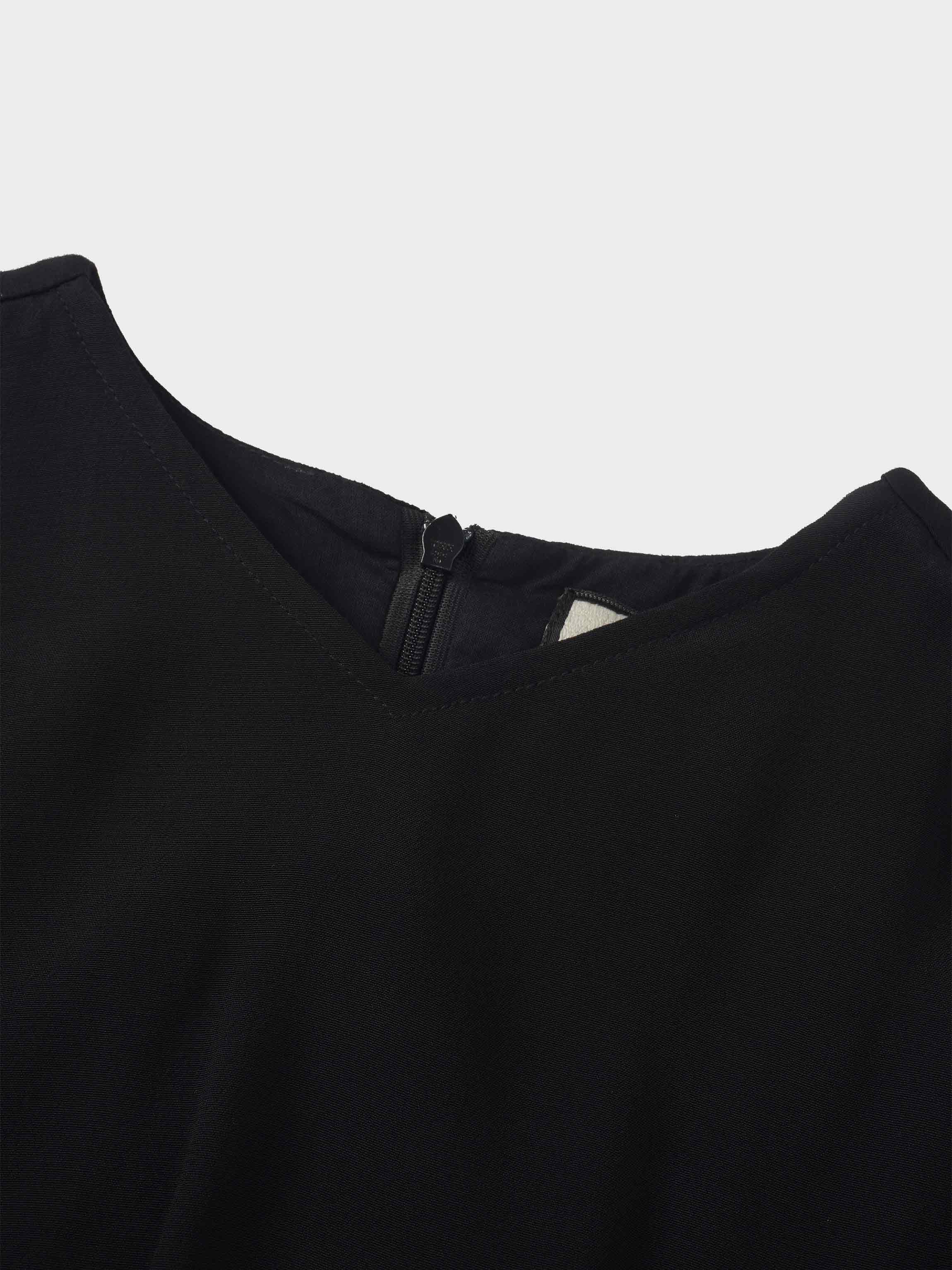 High Waist Drawstring Maternity Dress-Black-3