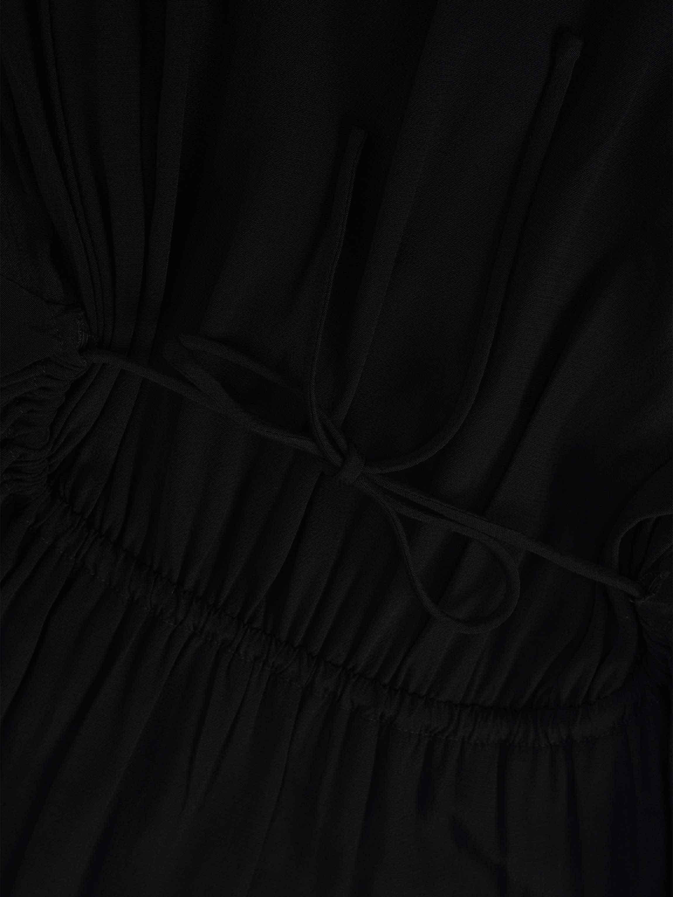 High Waist Drawstring Maternity Dress-Black-4