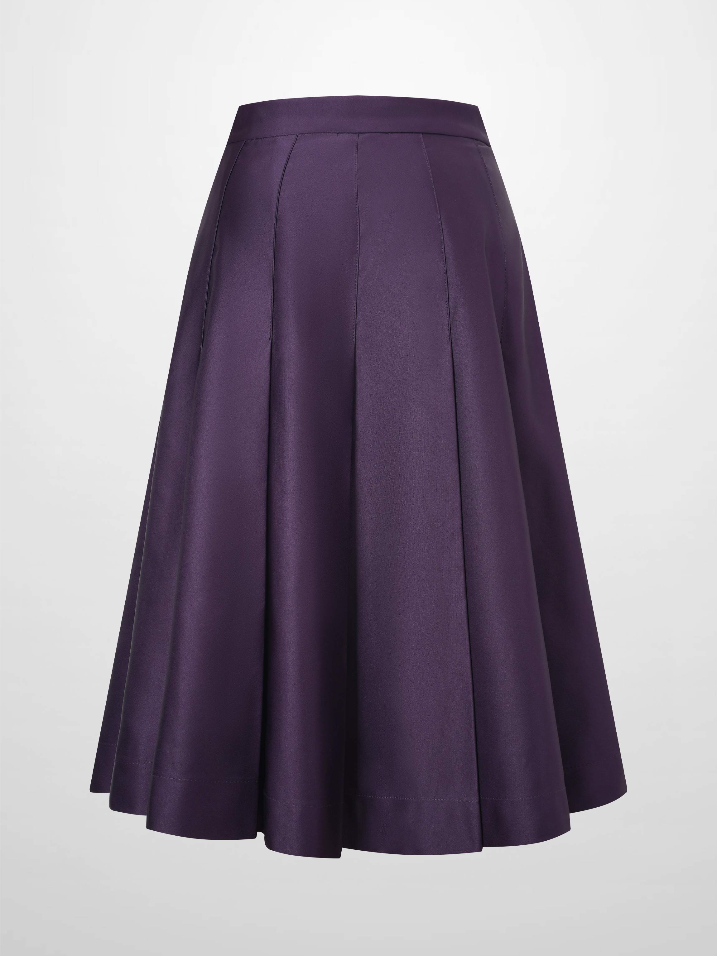 Lux Satin Pleated Skirt 26"-Wine-1