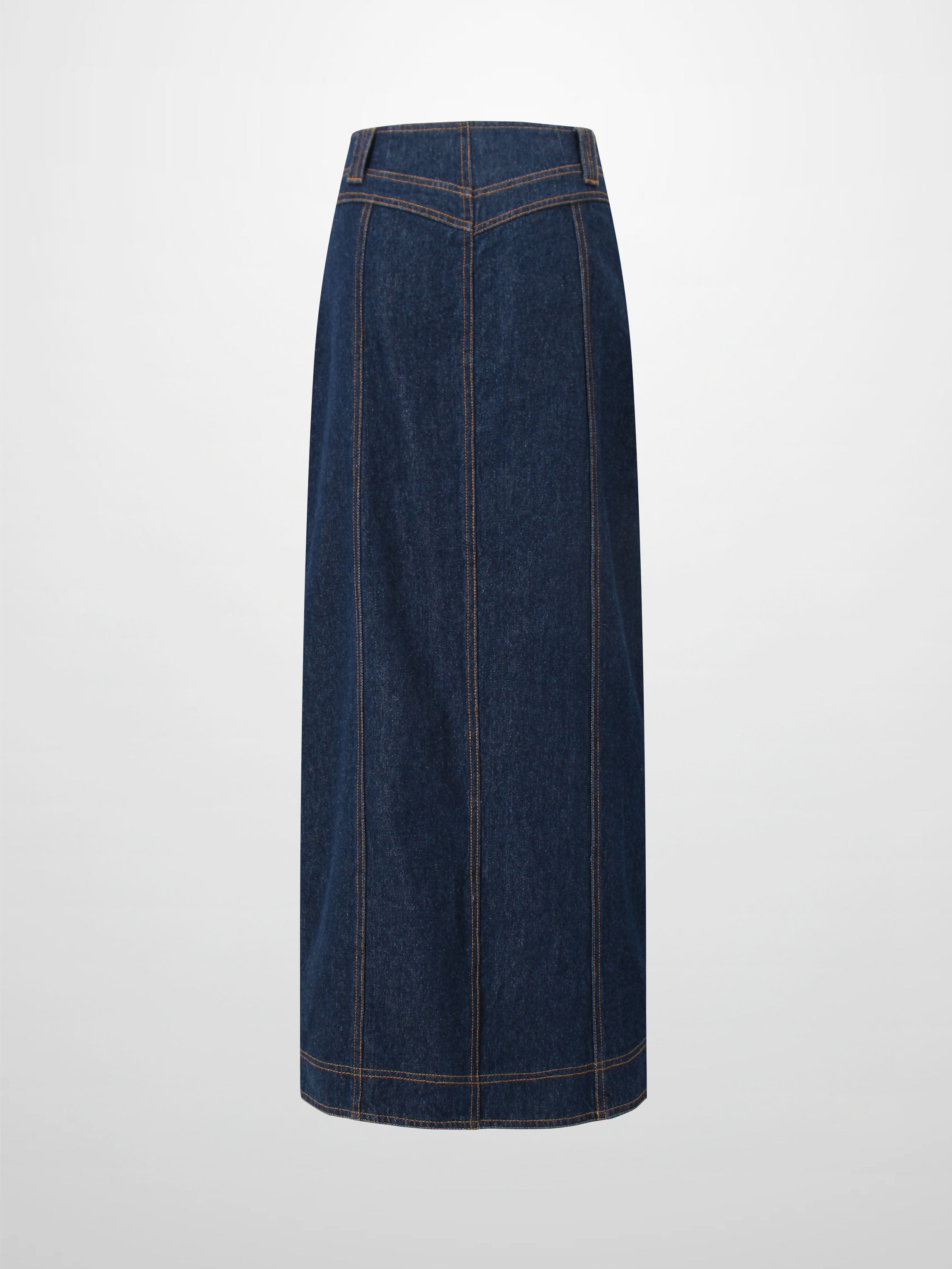 Button Design Denim Skirt-Blue-2