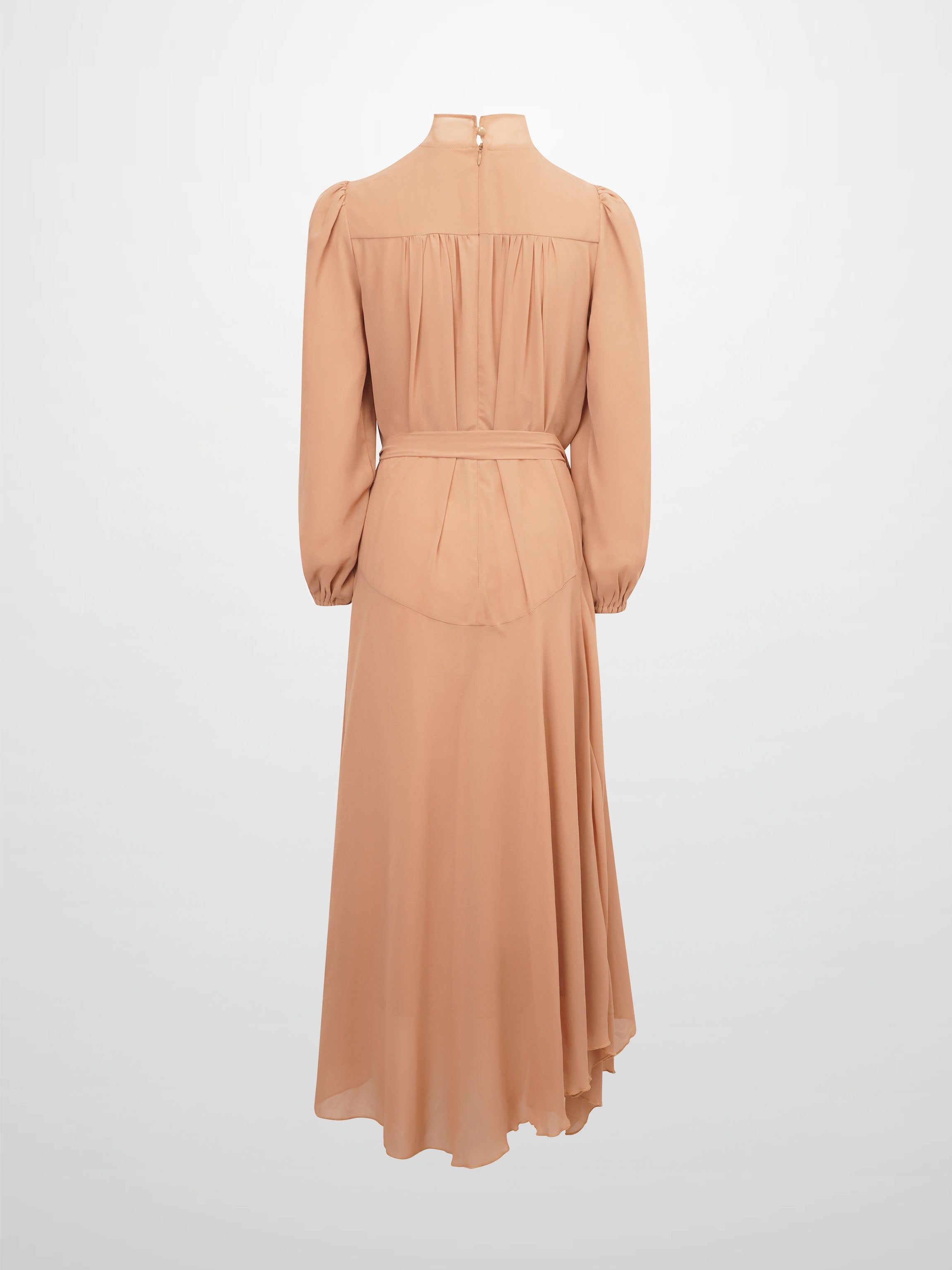 Asymmetrical Bottom Belted Dress-Mocha-2