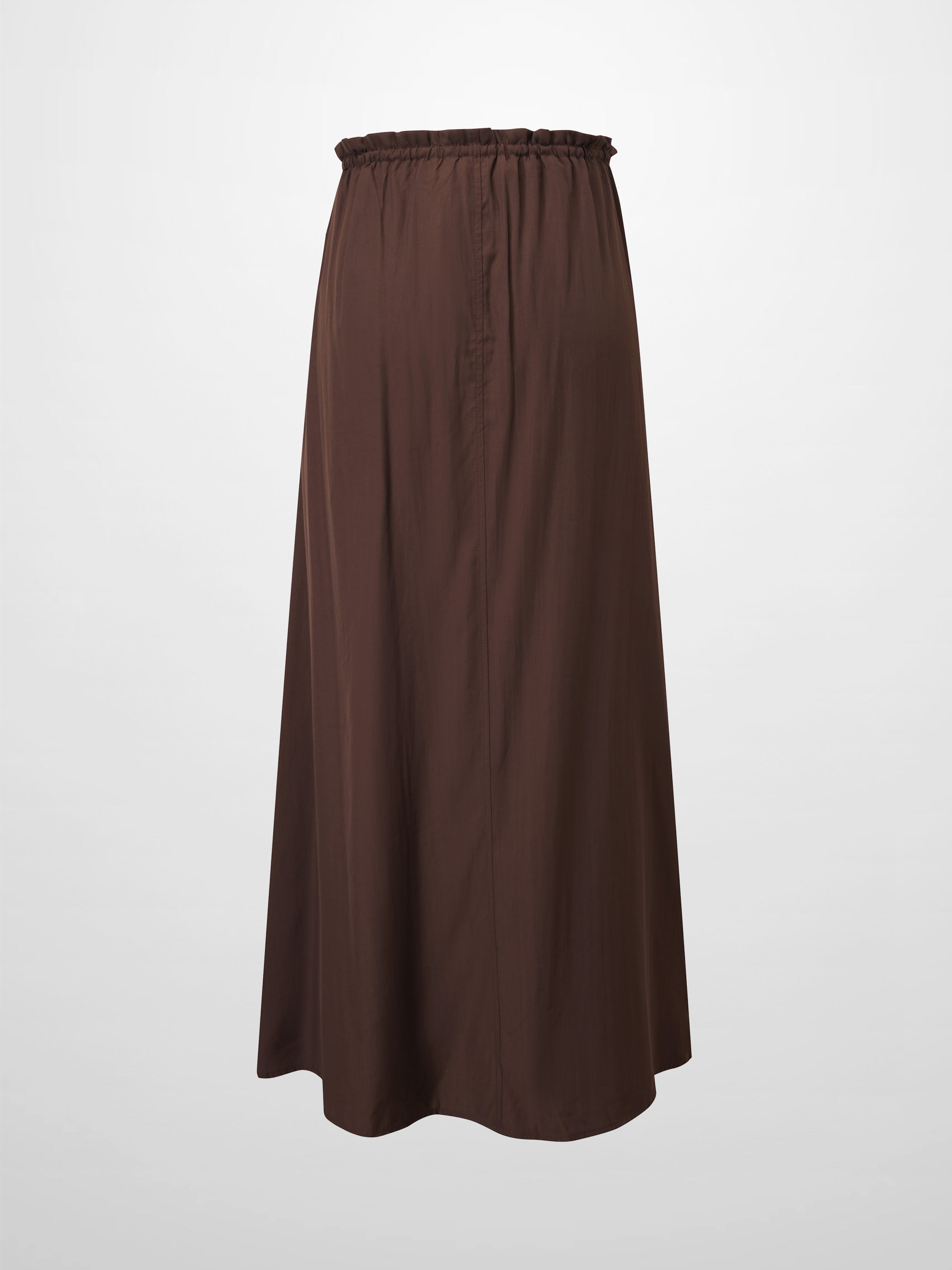DRAWSTRING RUFFLE SKIRT-BROWN-1