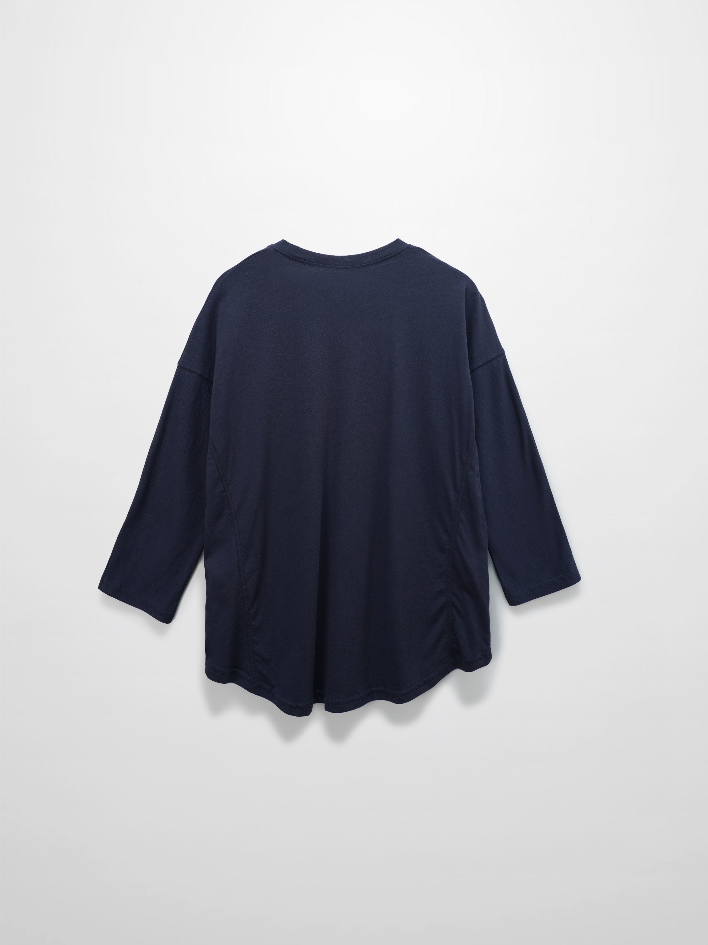 Pima Cotton Boxy Dolman Tee-Navy-2