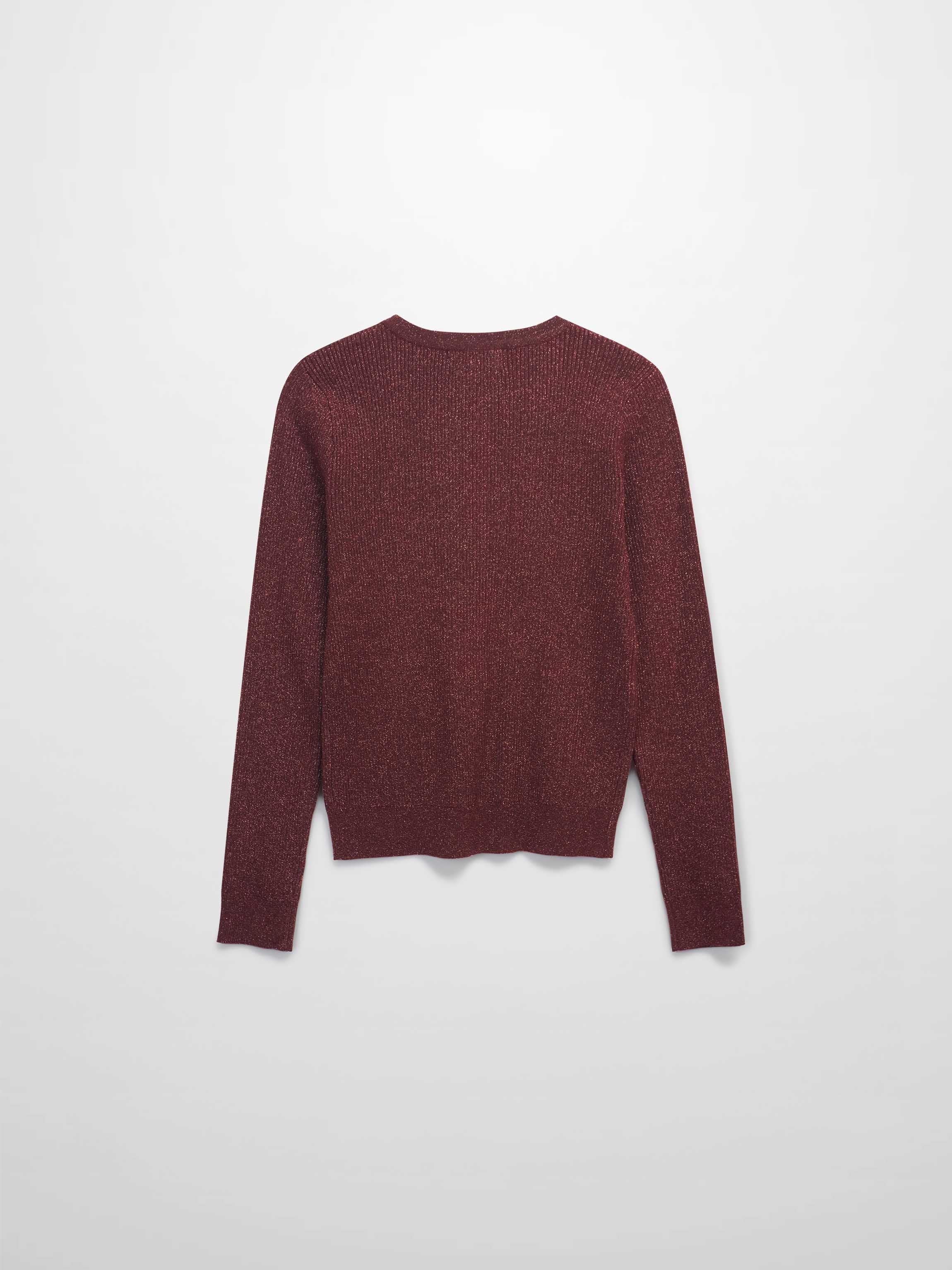 Lurex Ribbed Sweater-Heathered Burgundy-2