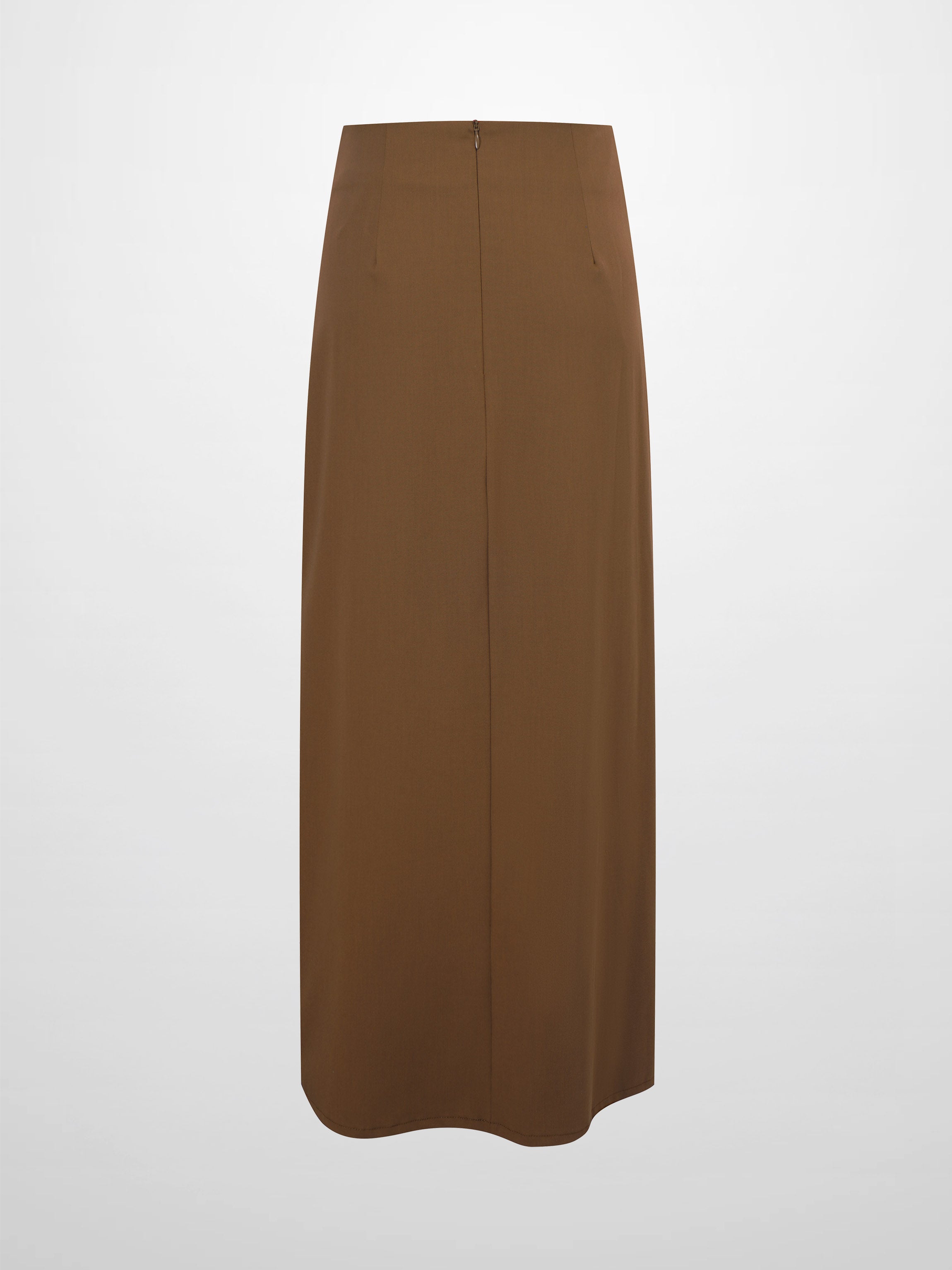 Side Loop Straight Maxi Skirt-Brown-2