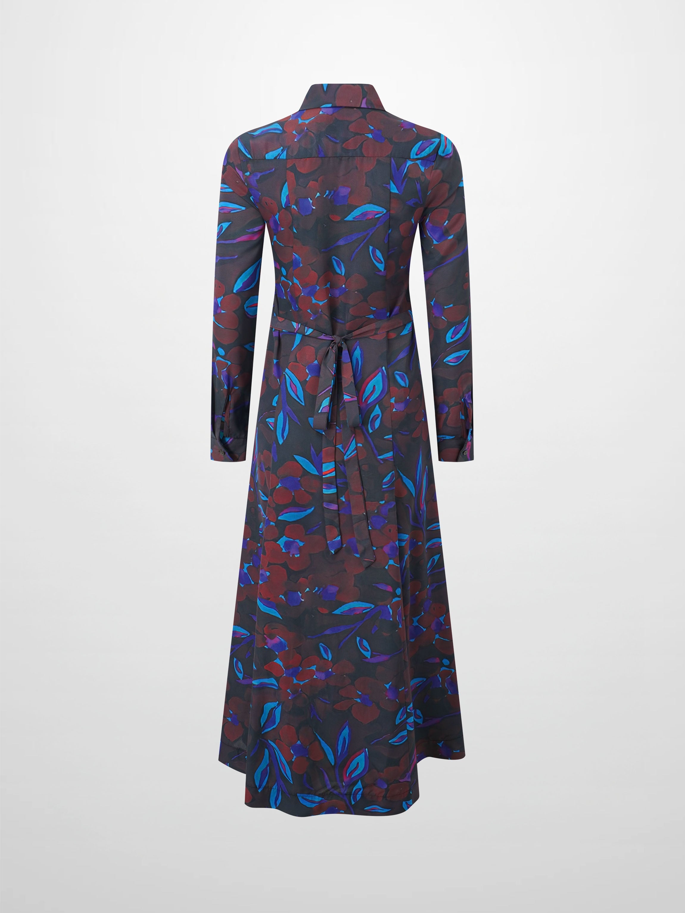 Collared A-Line Shirtdress-Brown Floral-2