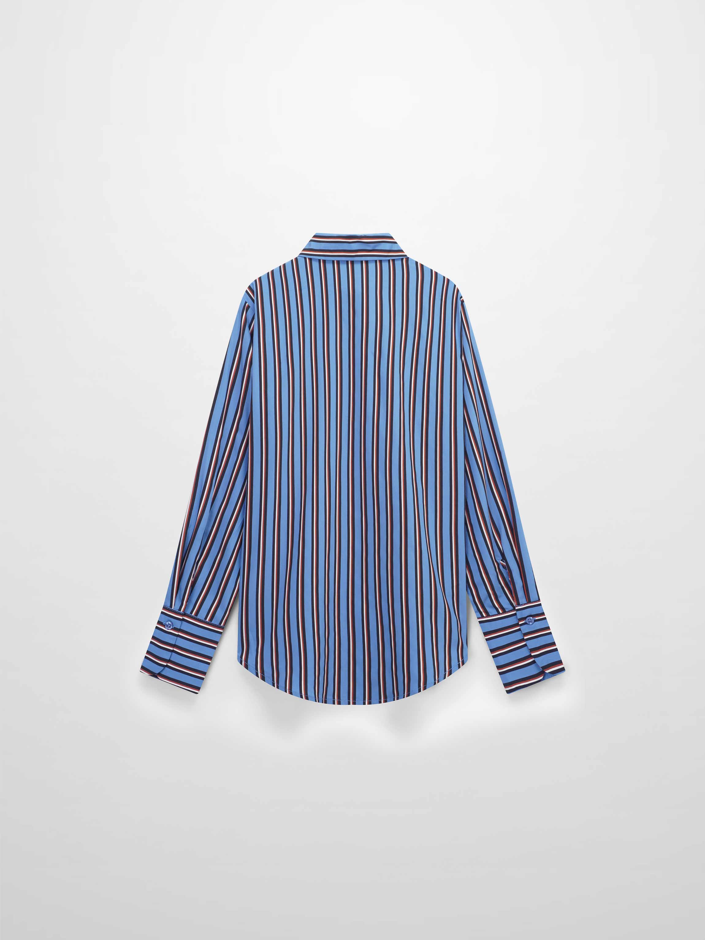 Striped Cotton Blouse-Blue Pinstripe-2