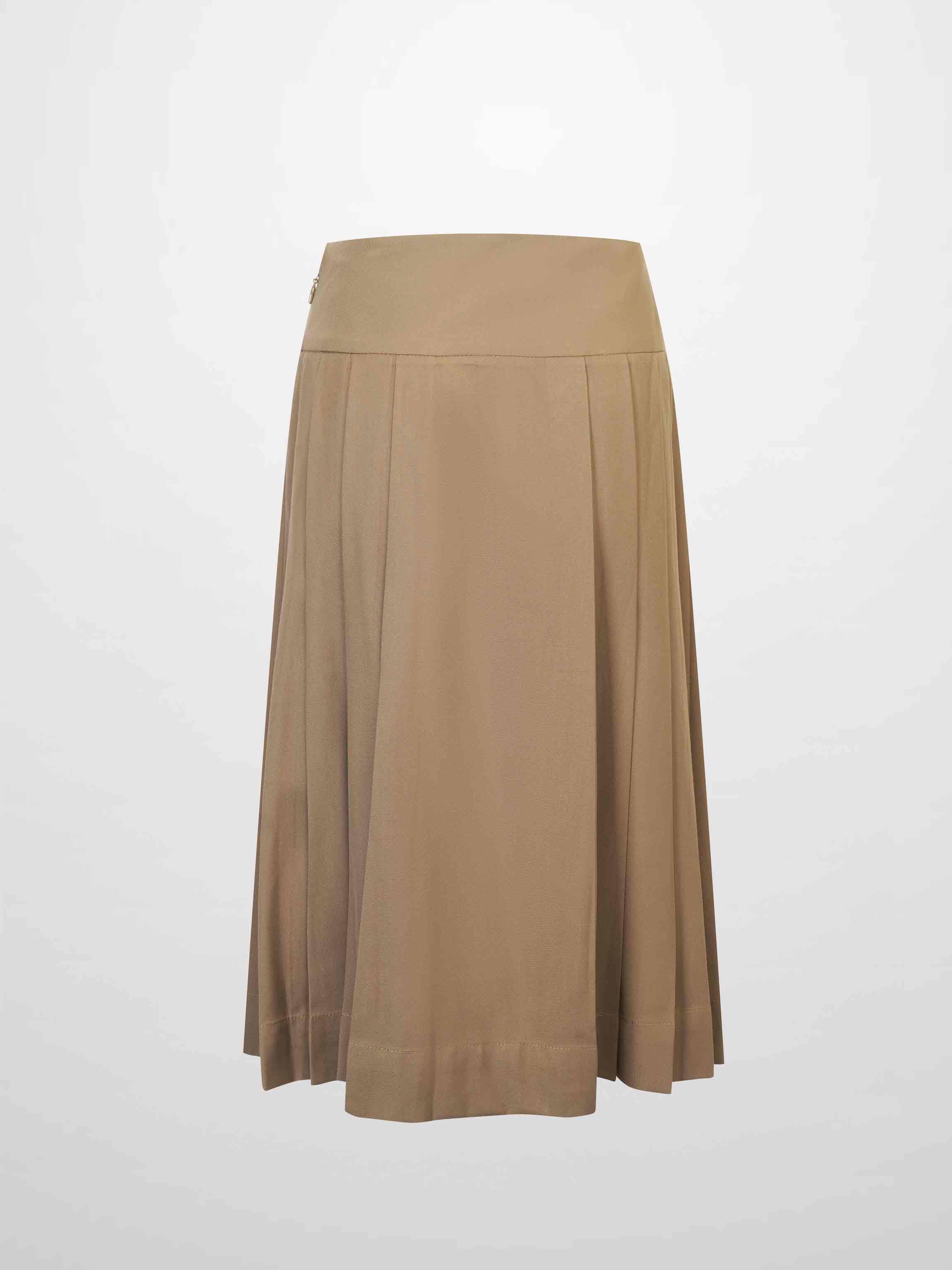 Yoke Pleated Skirt-Camel-1