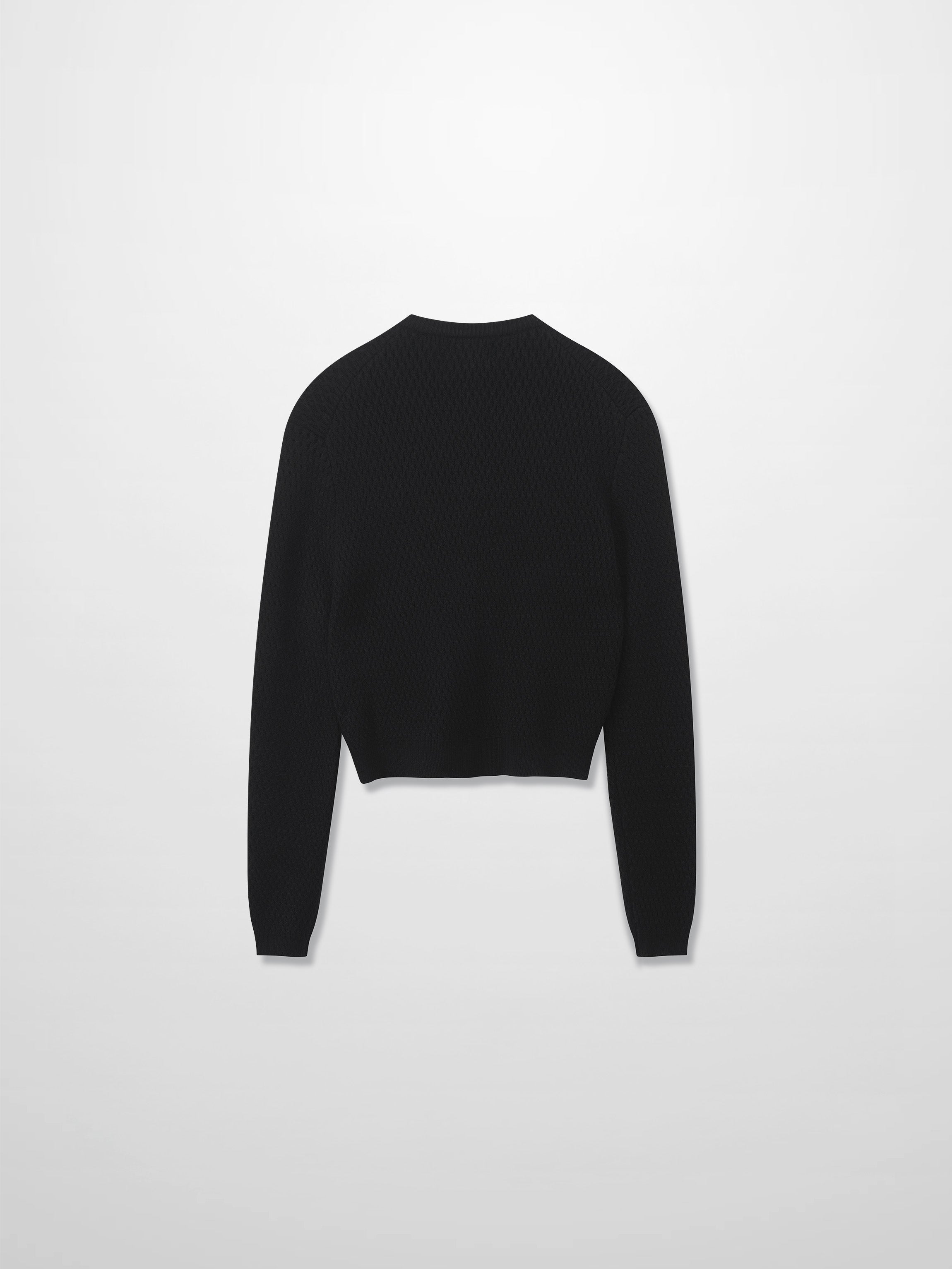 Textured Crew Cardigan-Black-2