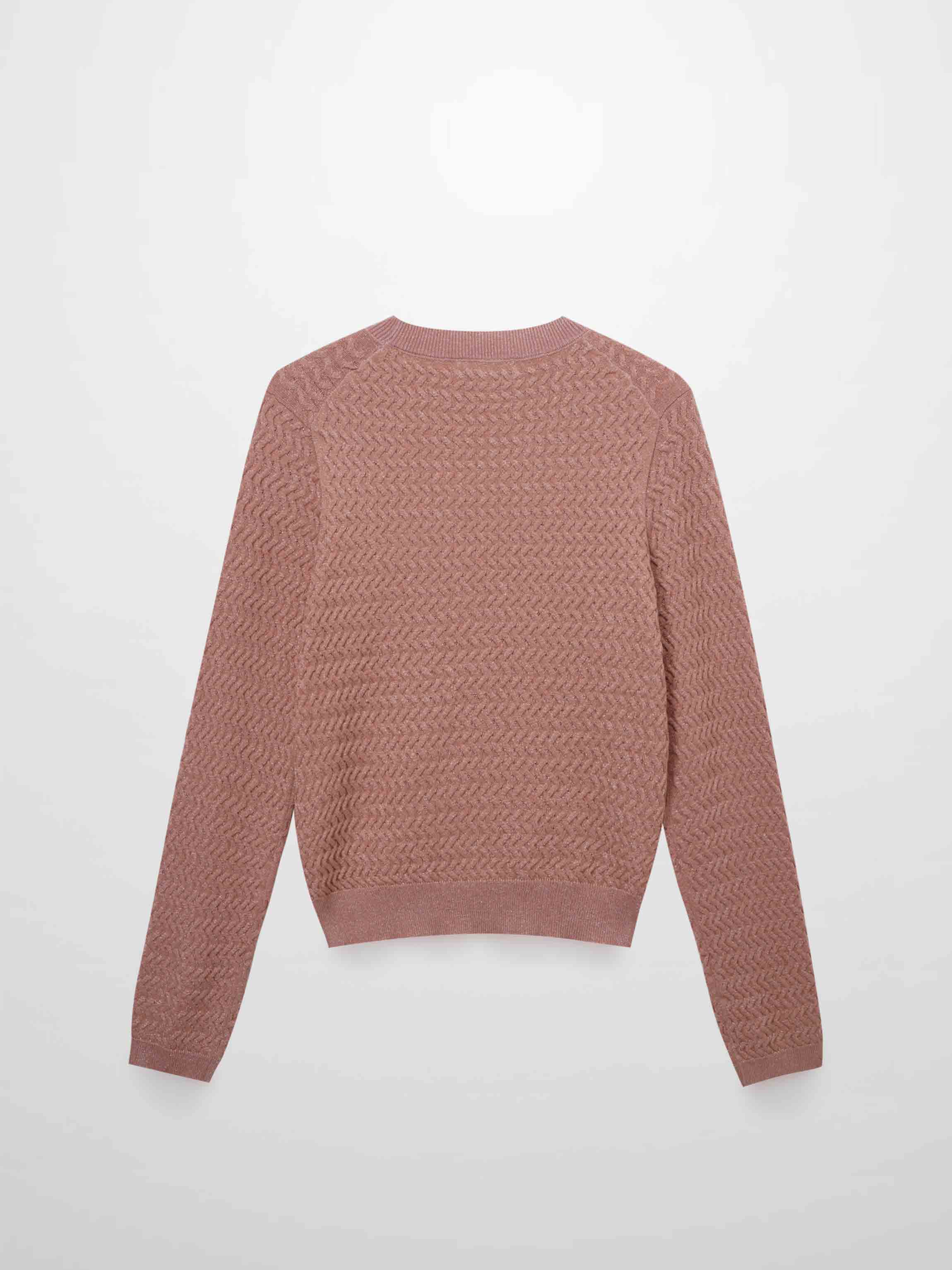 Textured Lurex Crew Sweater-Blush-2