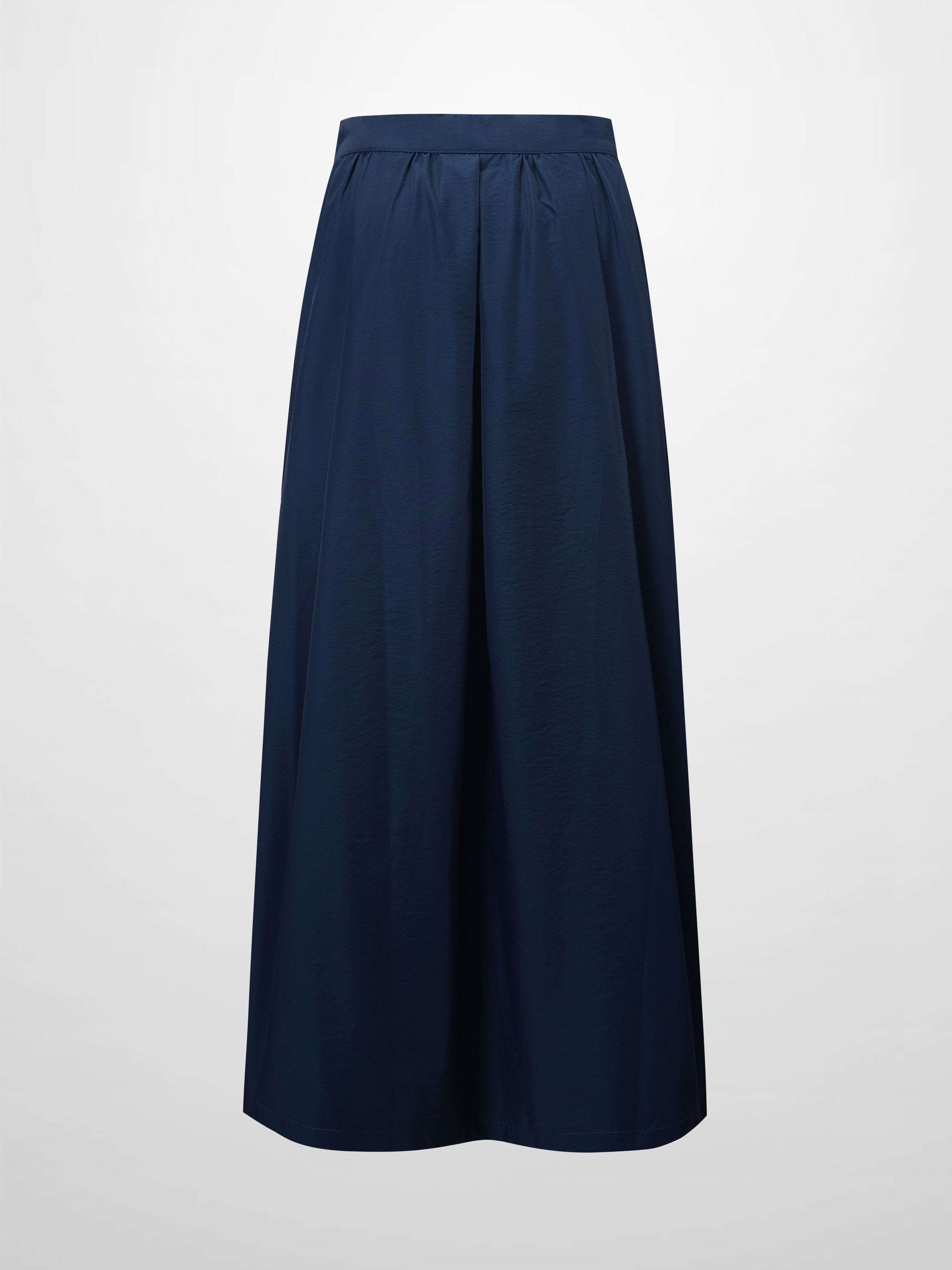 Waisted Full Taffeta Skirt-Navy-1