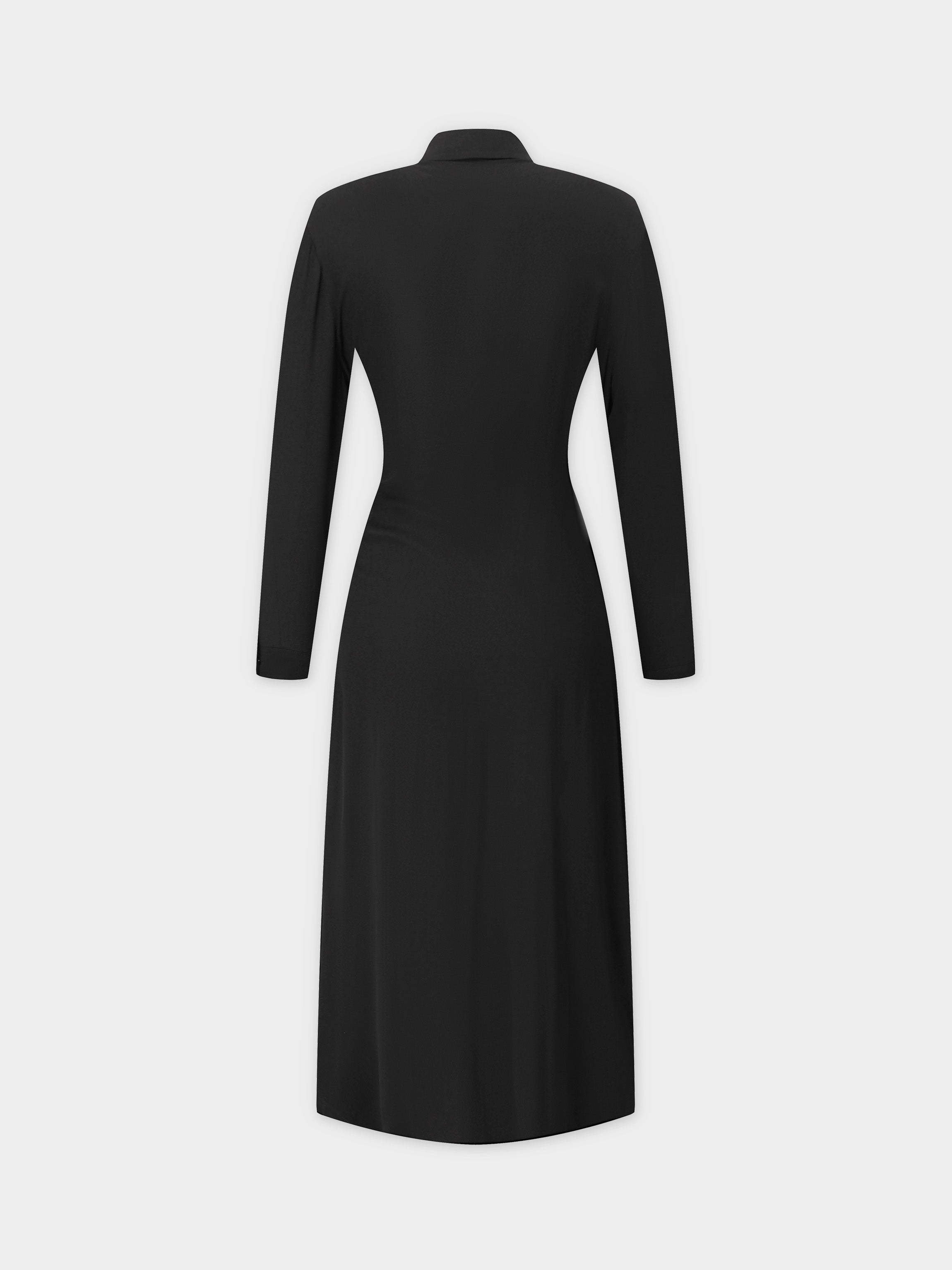 U Shape Wrap Prong Dress-Black-1