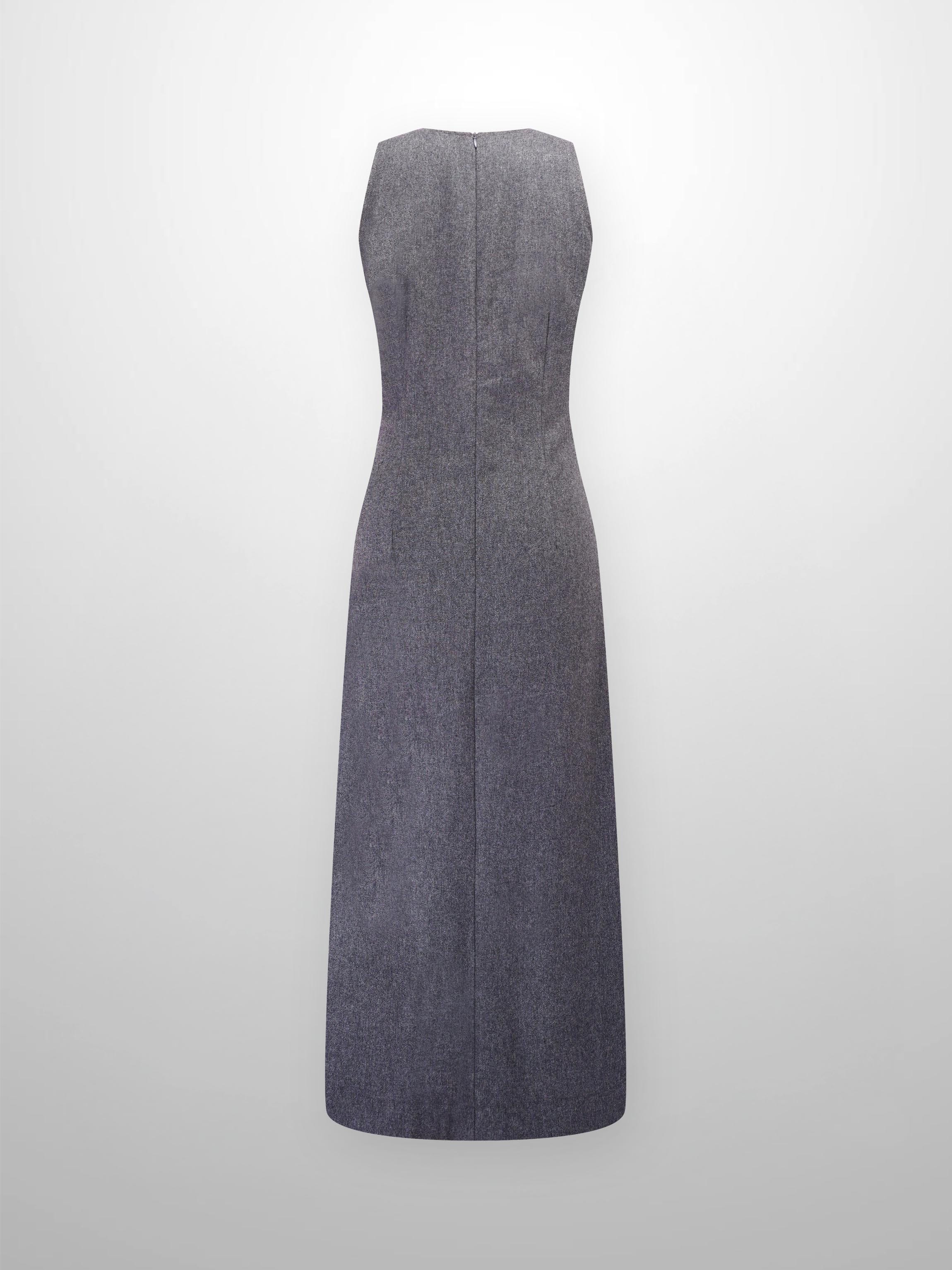 Basic Wool Blend Slip Dress-Grey-2