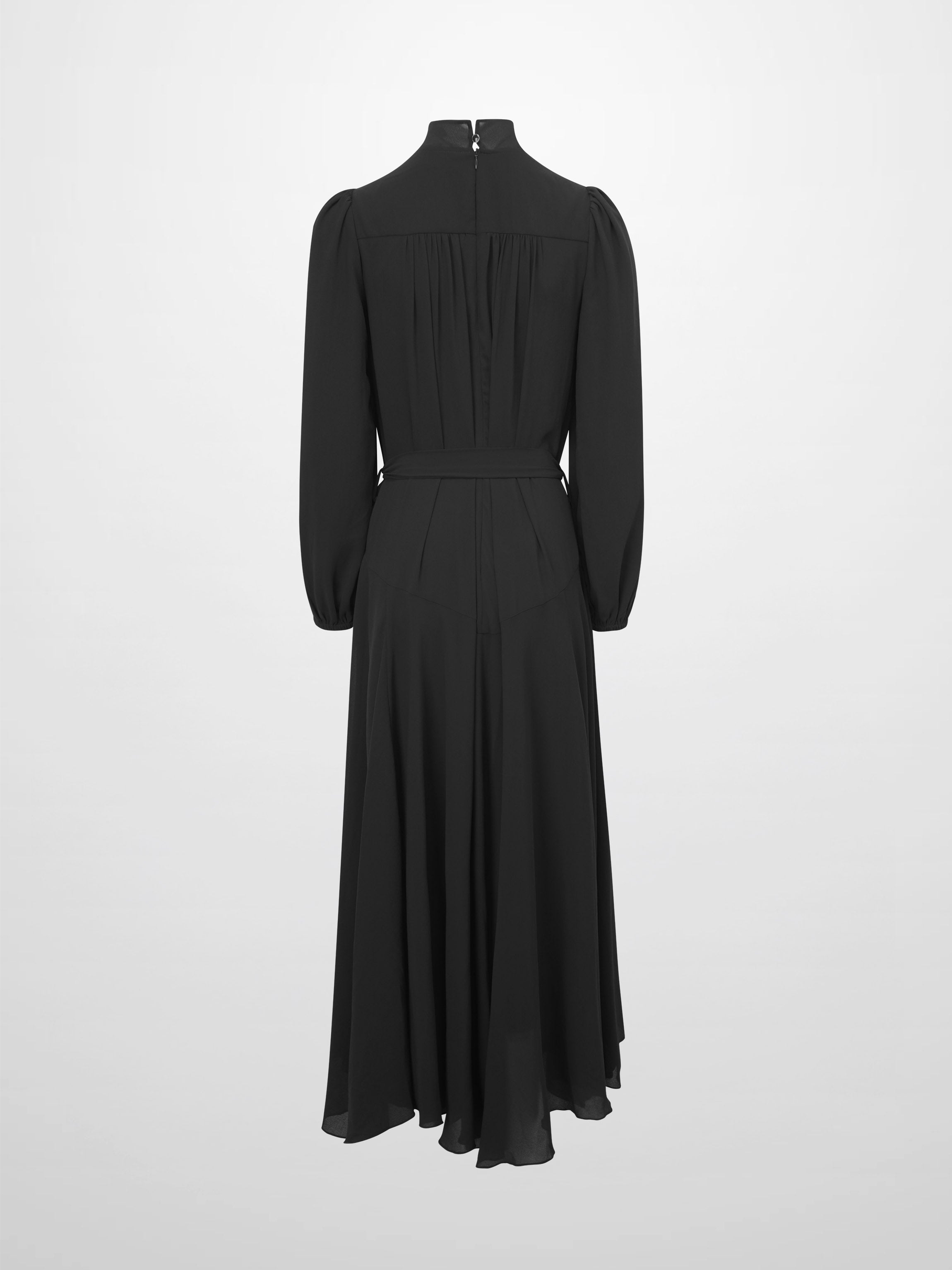 Asymmetrical Bottom Belted Dress-Black-1