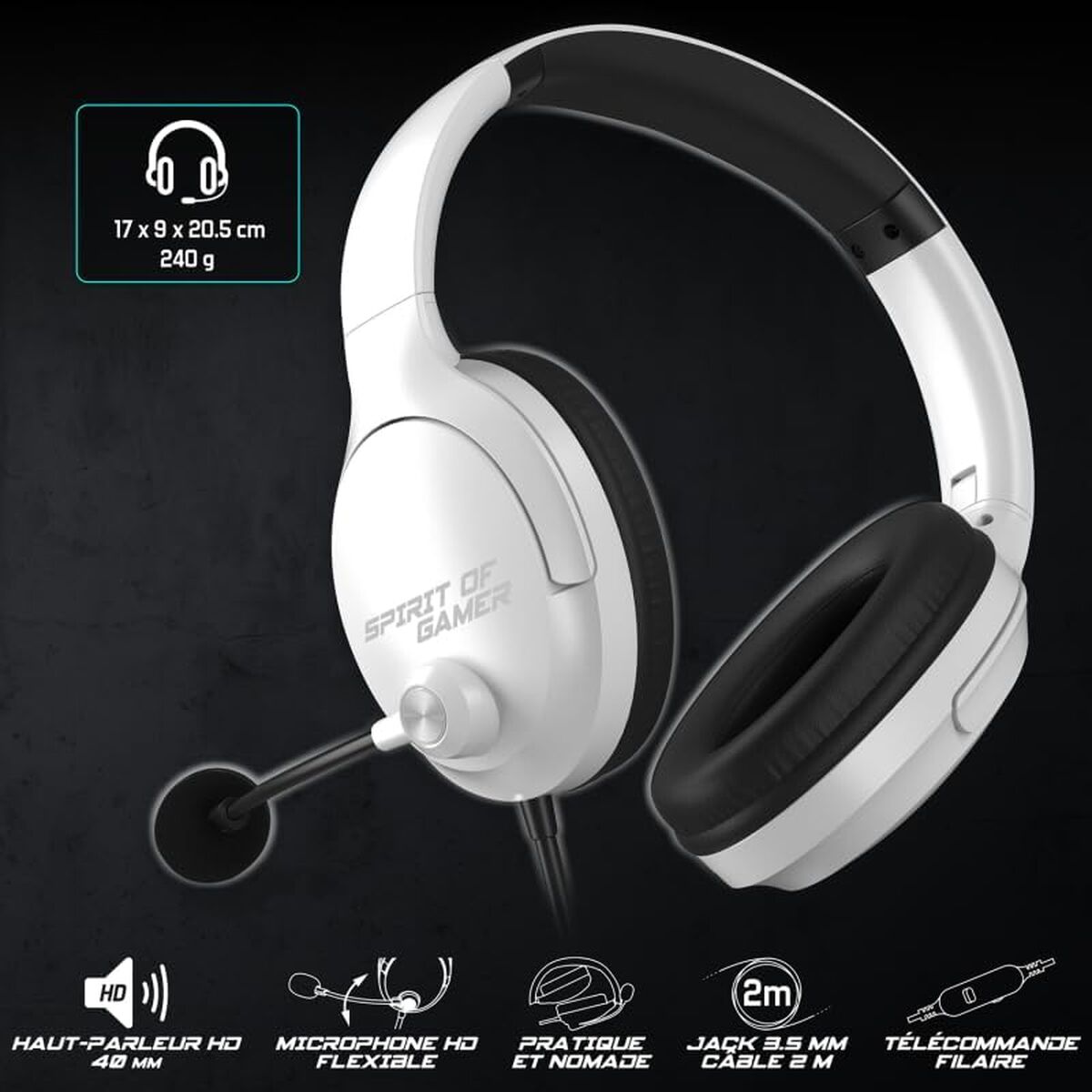 Headphones with Microphone Spirit of Gamer Pro H4 White-7
