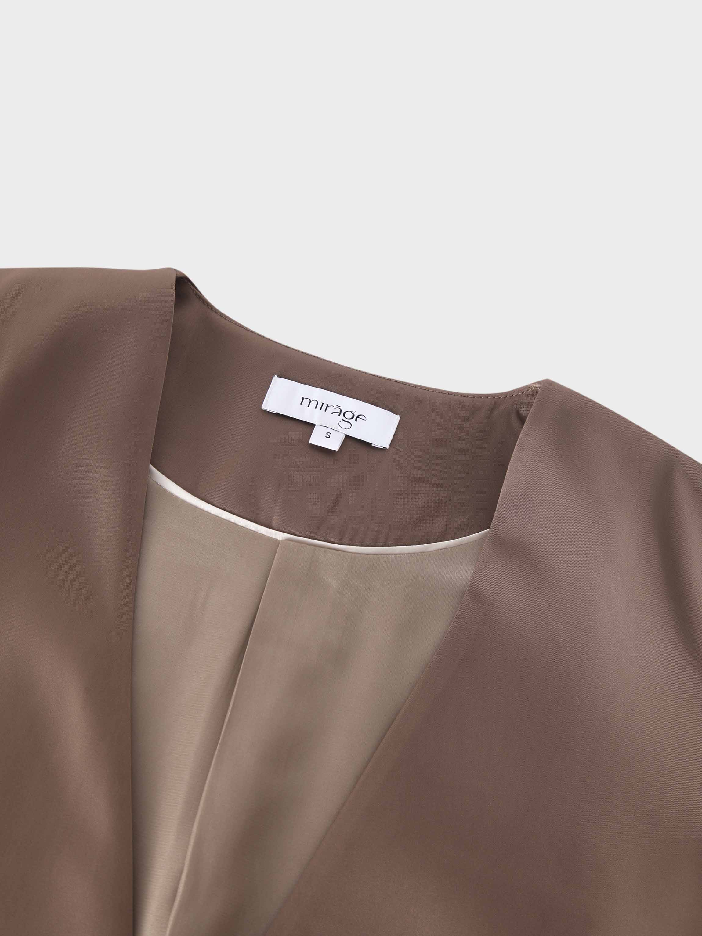 Satin Evening Blazer-Taupe-3
