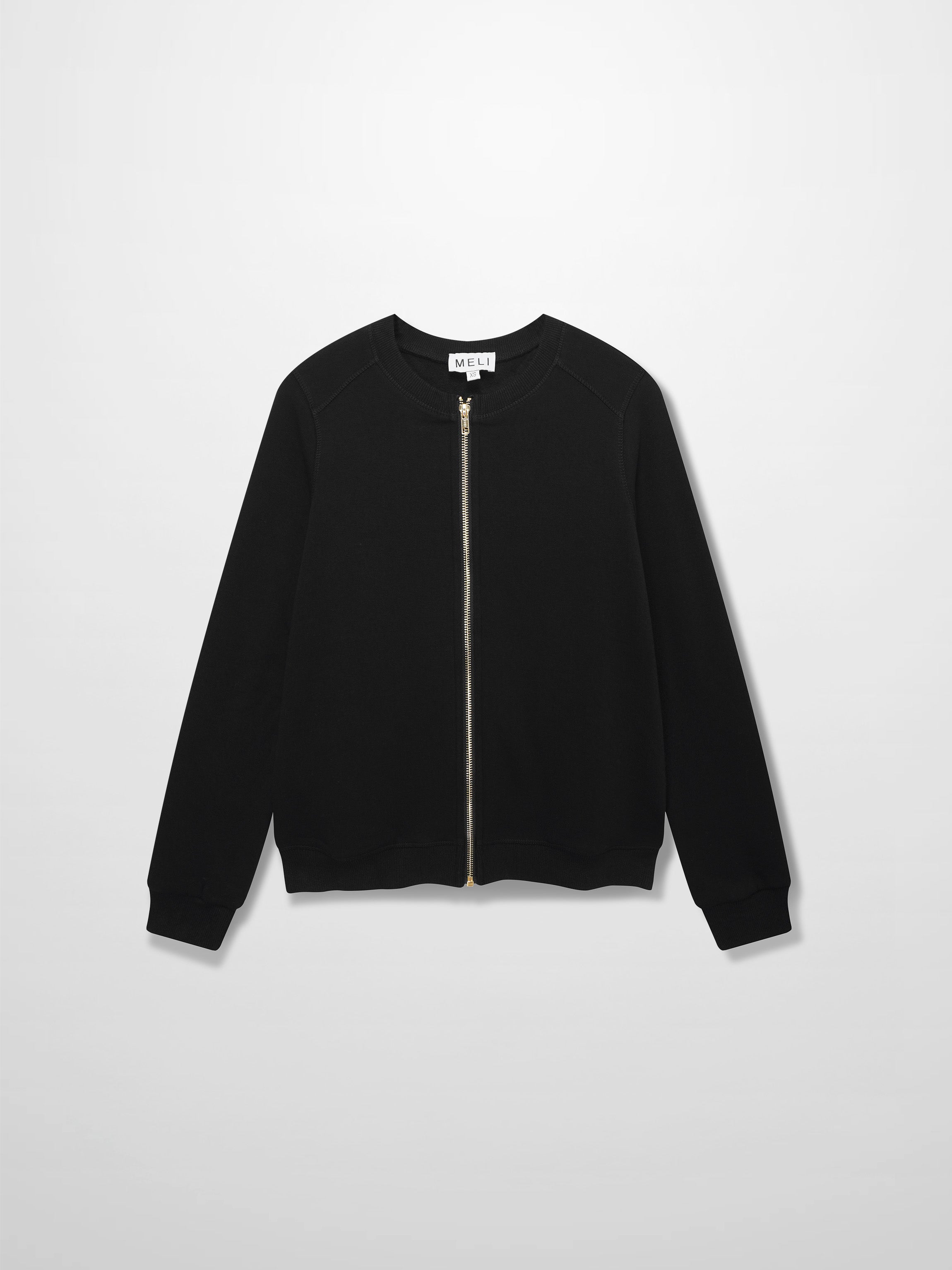 Zip Up Bomber Sweatshirt-Black-1