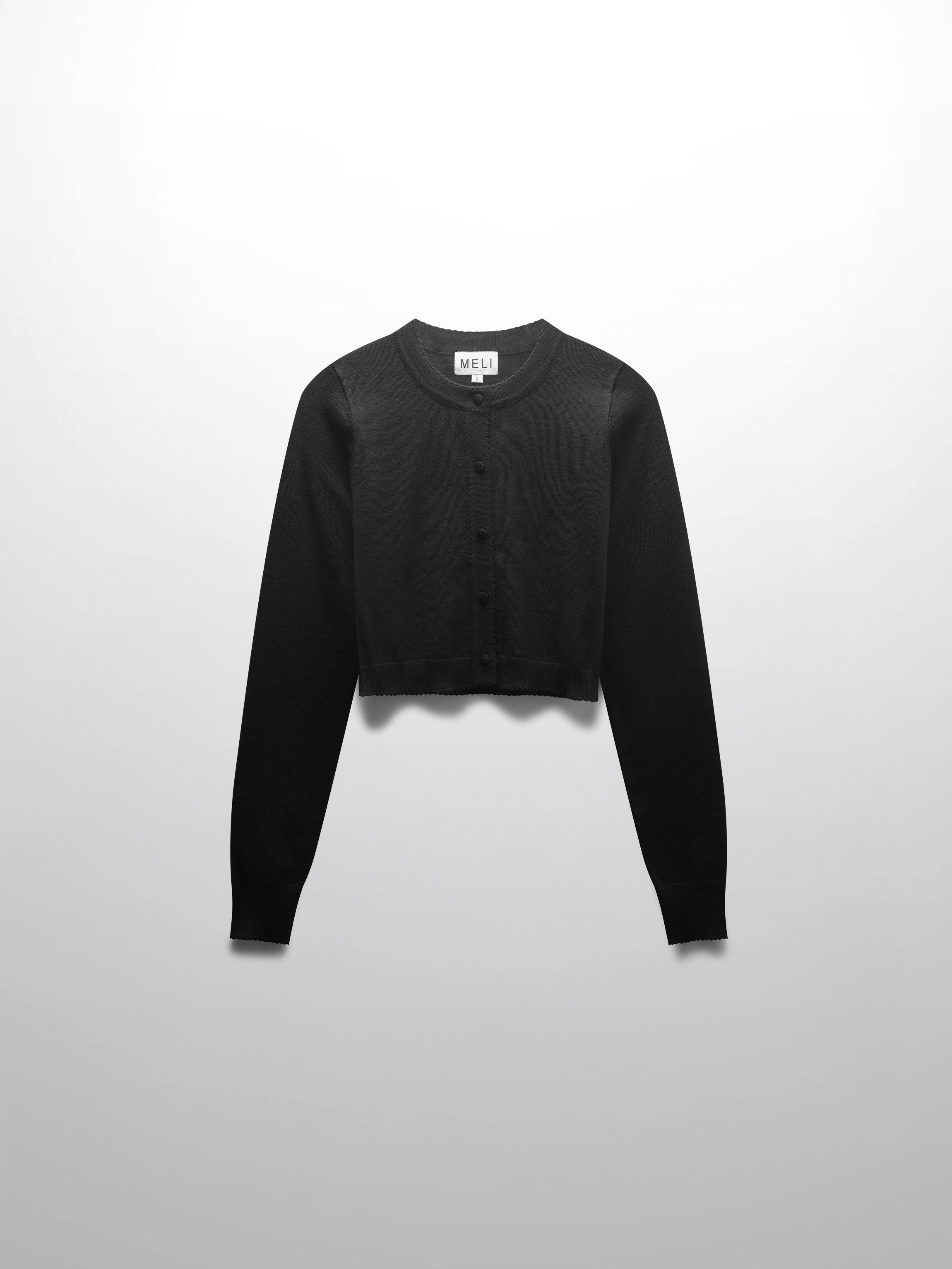 Trim Detail Crew Crop Cardigan-Black-0