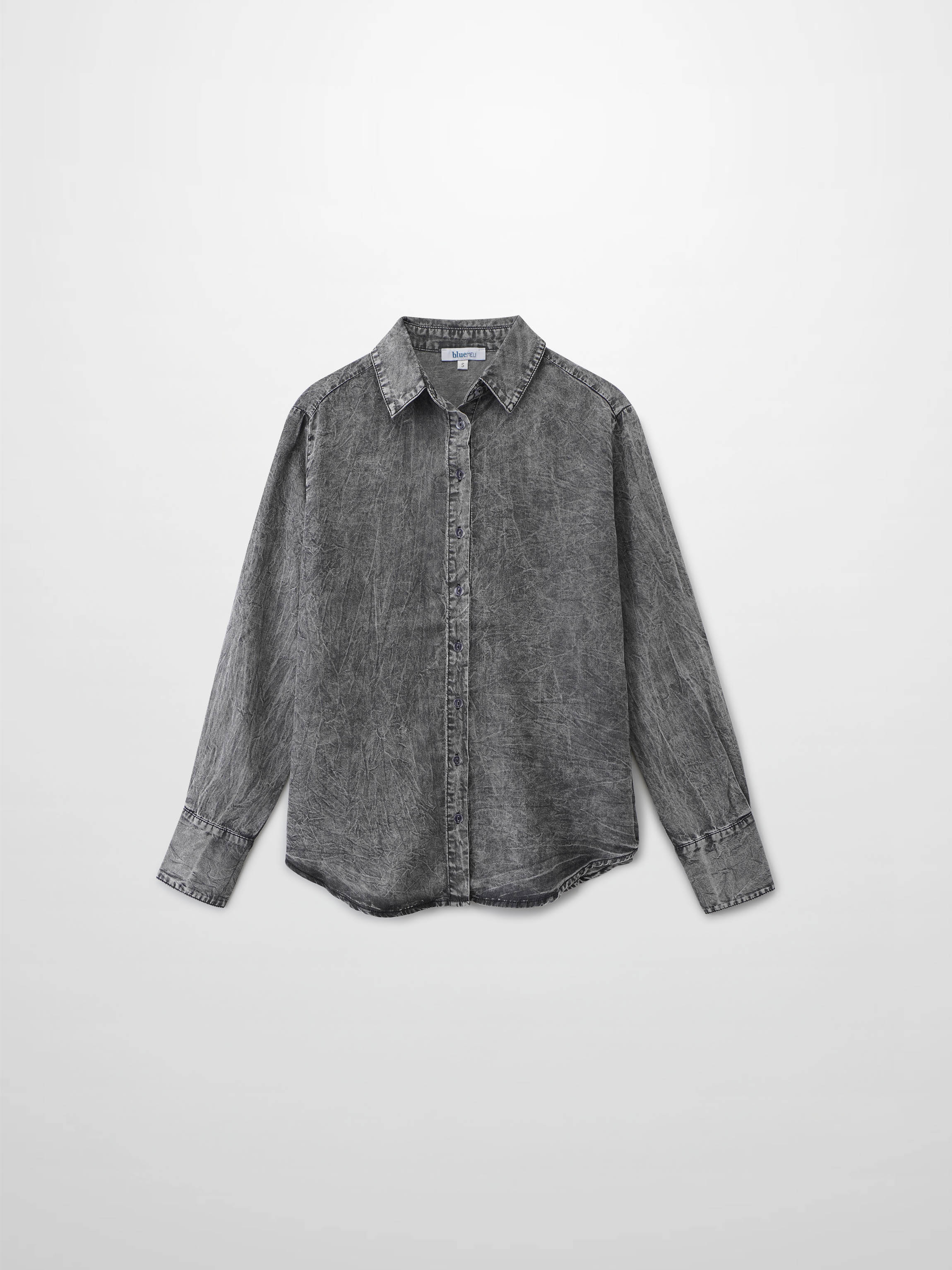 Denim Button Down Blouse-Washed Black-1